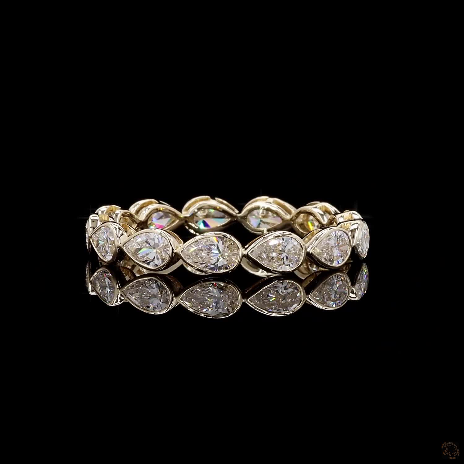 3.24 Ct Horizontal Pear-Shaped Diamond Full Bezel Eternity Ring