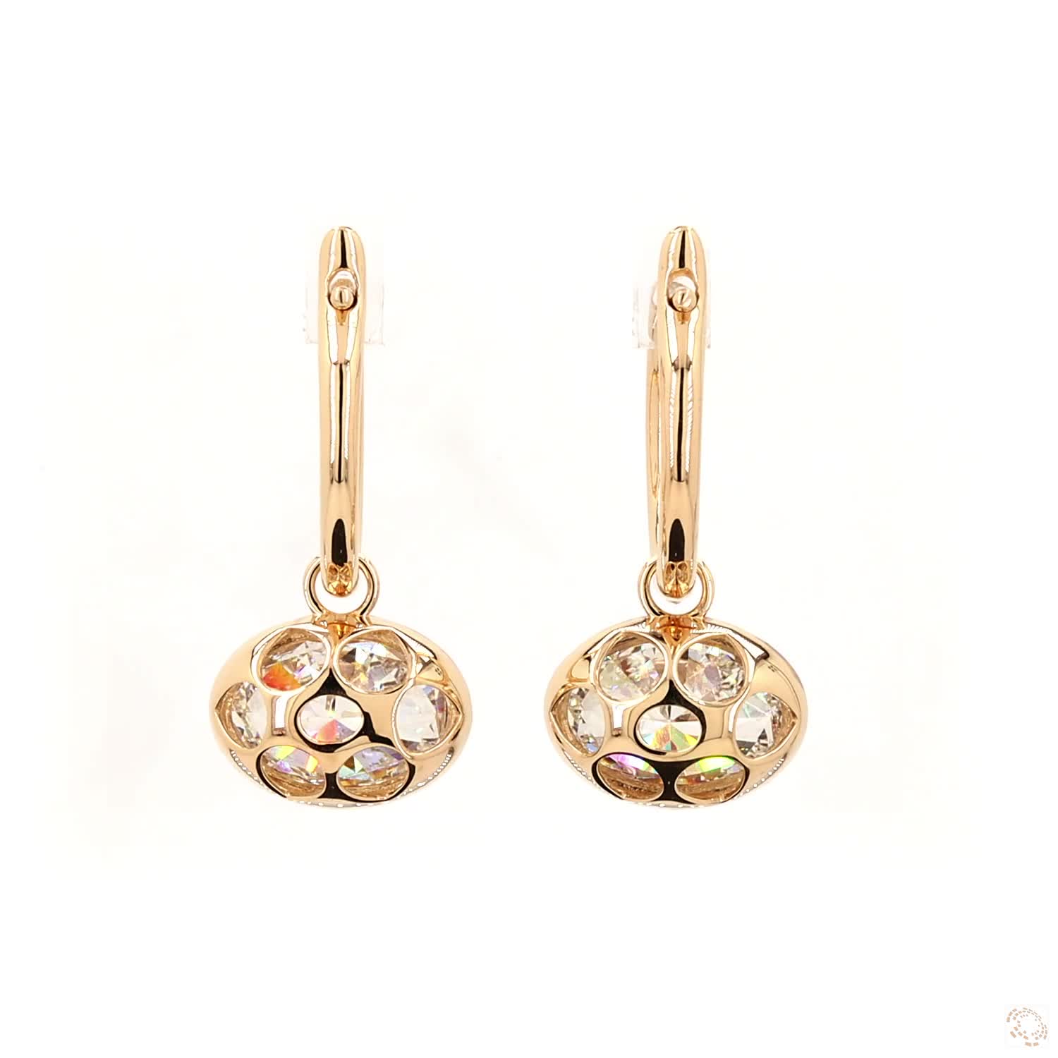 5.02 Ct East-West Oval Cut Diamond Bezel Huggie Charm Earrings in Two-Tone Gold