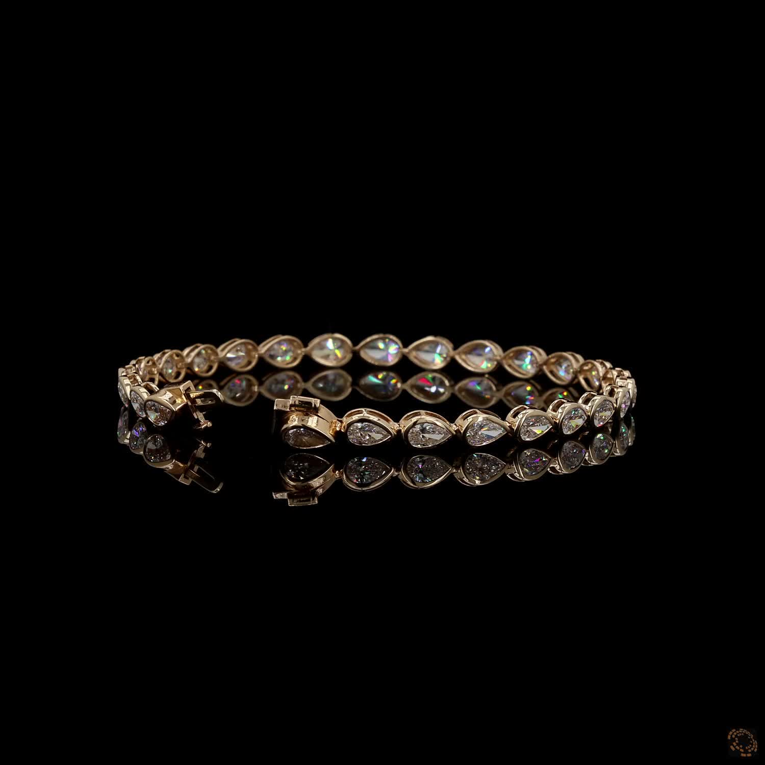 6.29 Ct Gold-Tone Teardrop Crystal Tennis Bracelet – Elegant Sparkling Link Bracelet for Women