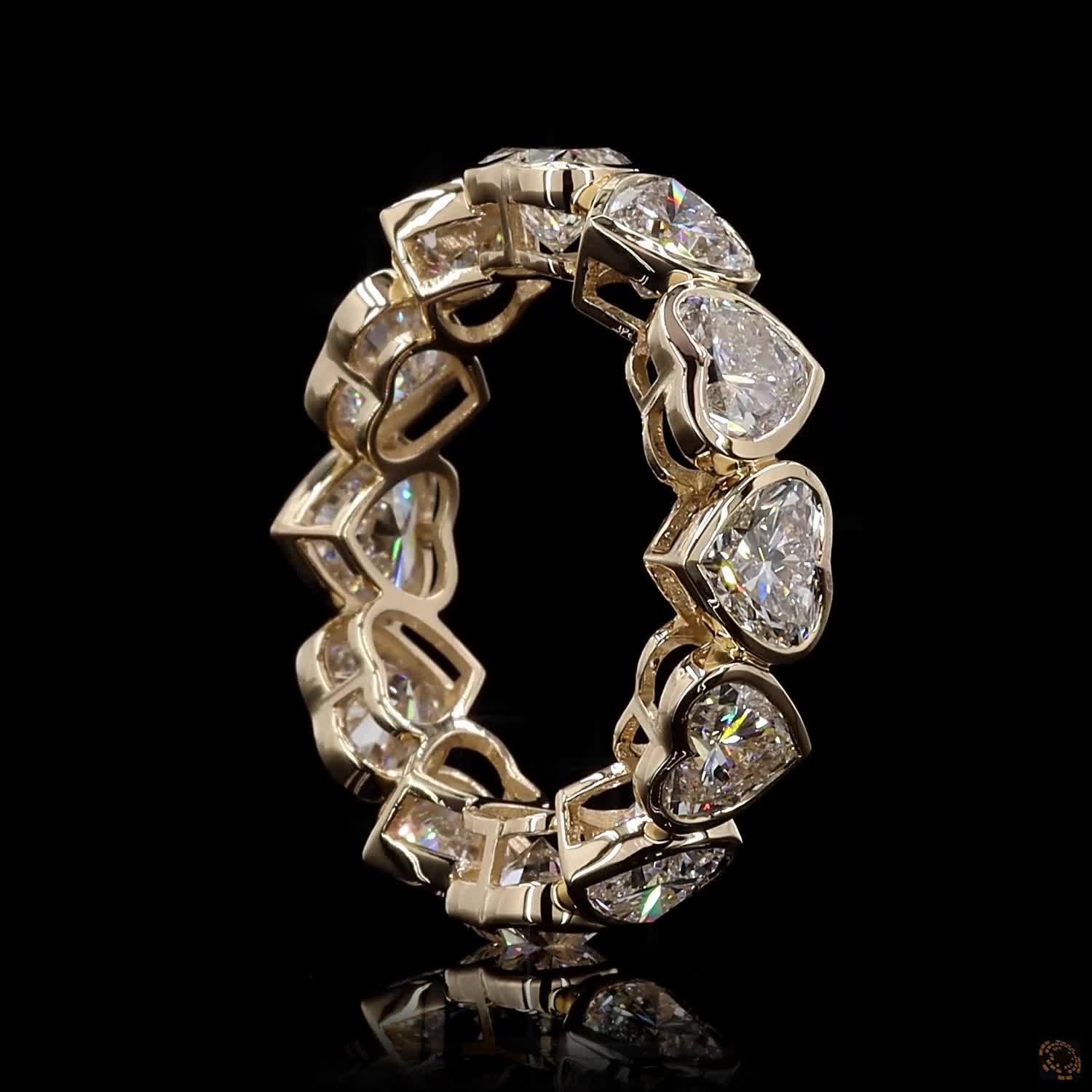 6.92 Ct Heart-Shaped Diamond Eternity Band Ring | Solid 14K Gold Anniversary Ring