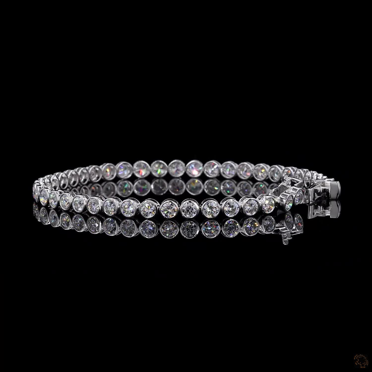 5.57 Ct Full Bezel Setting Individual smooth round metal rims completely encircling each diamond