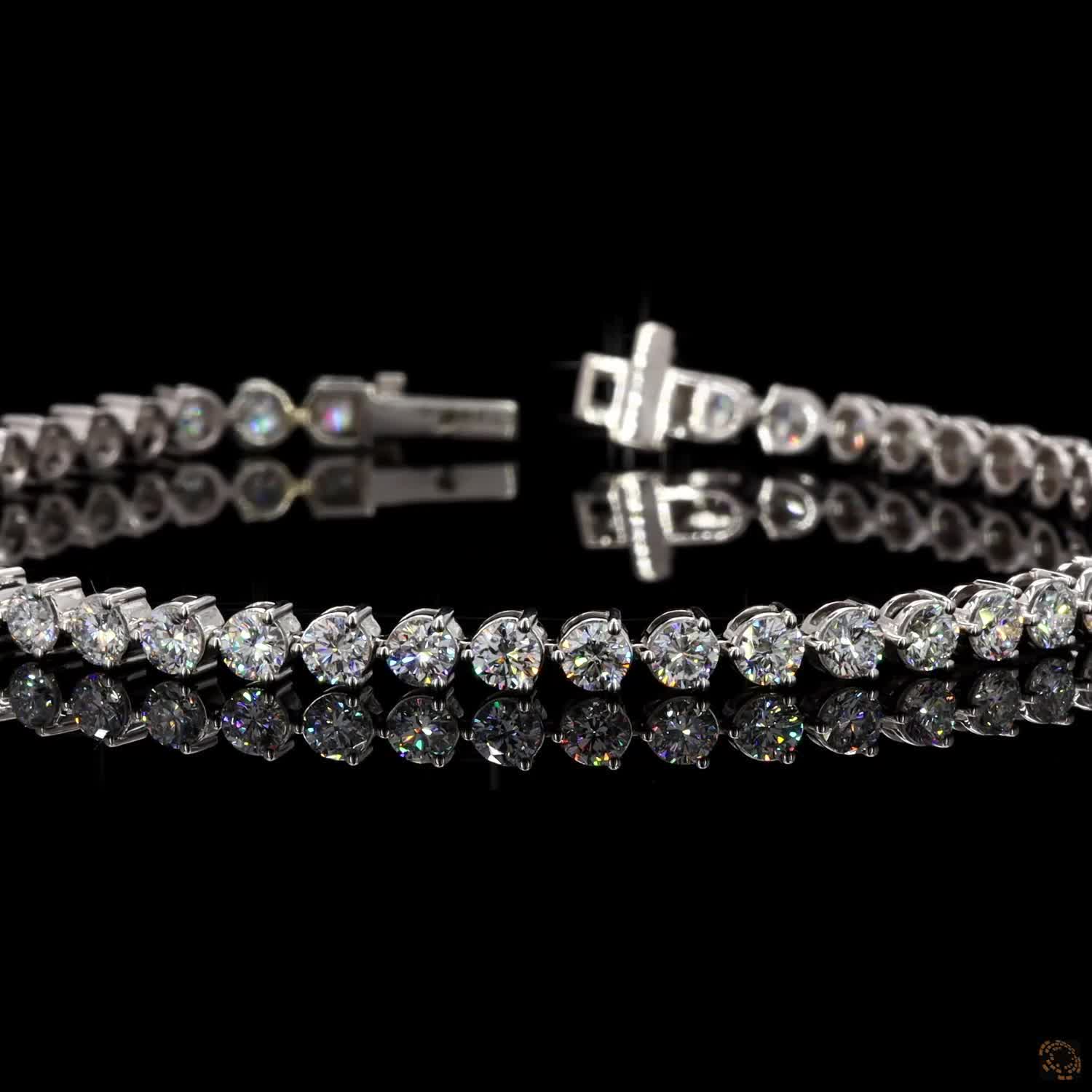 5.18 Ct White Gold Graduate Tennis Bracelet, Tapered Round Cut Eternity Line Bracelet, Timeless Fine Jewelry Gift for Her