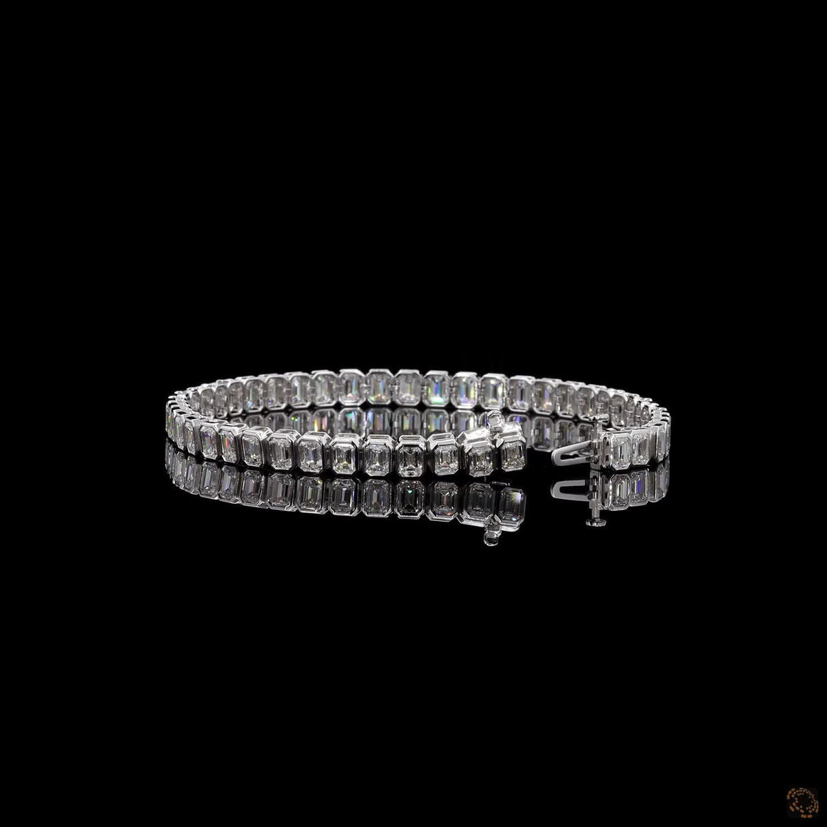 9.56 Ct Large Emerald Cut Diamond Tennis Bracelet, White Gold Bezel Diamond Bracelet, High Carat Emerald Tennis Bracelet, Statement Bezel Diamond Bracelet