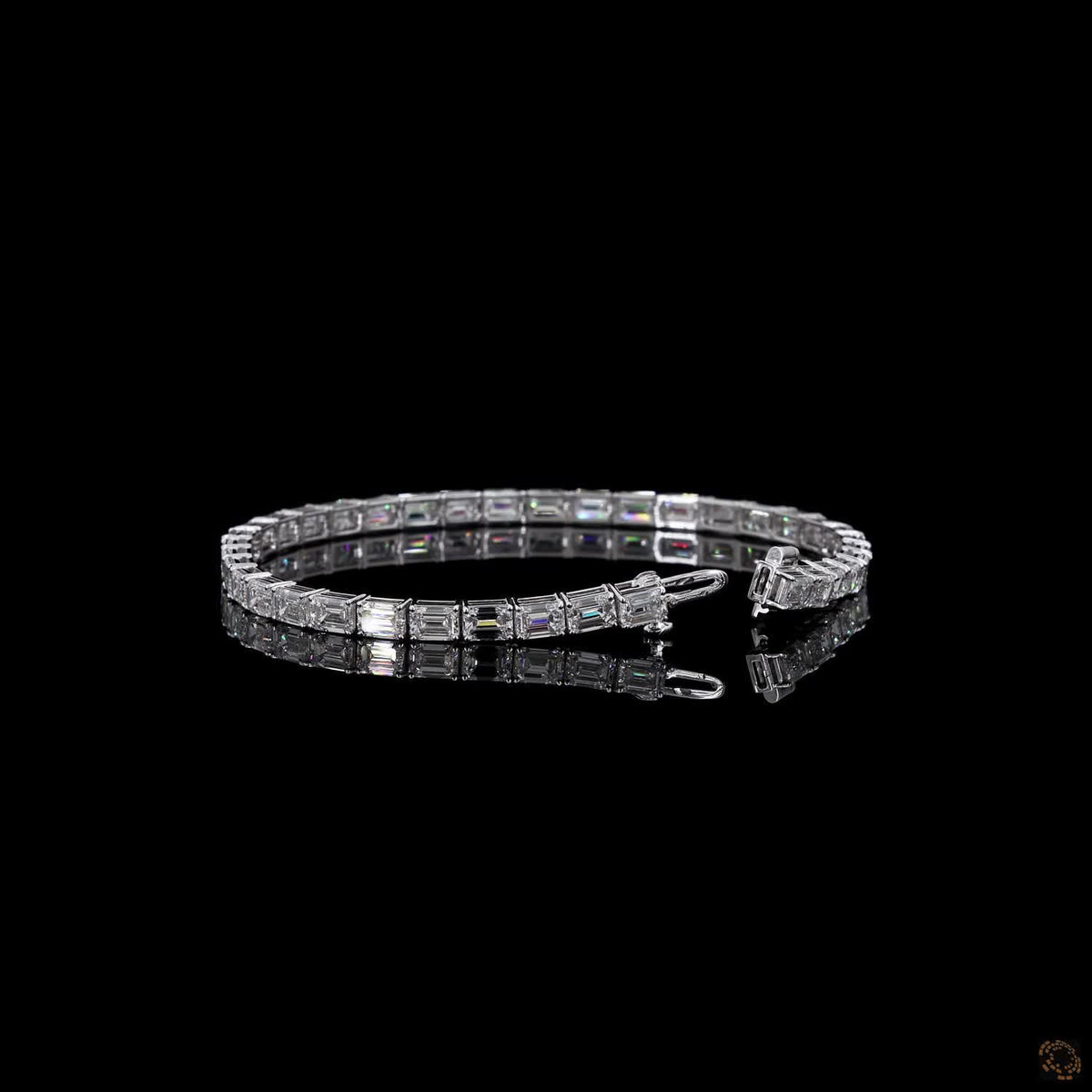 12.74 Ct Modern Bar-Set Emerald-Cut Diamond Tennis Bracelet in 14K White Gold