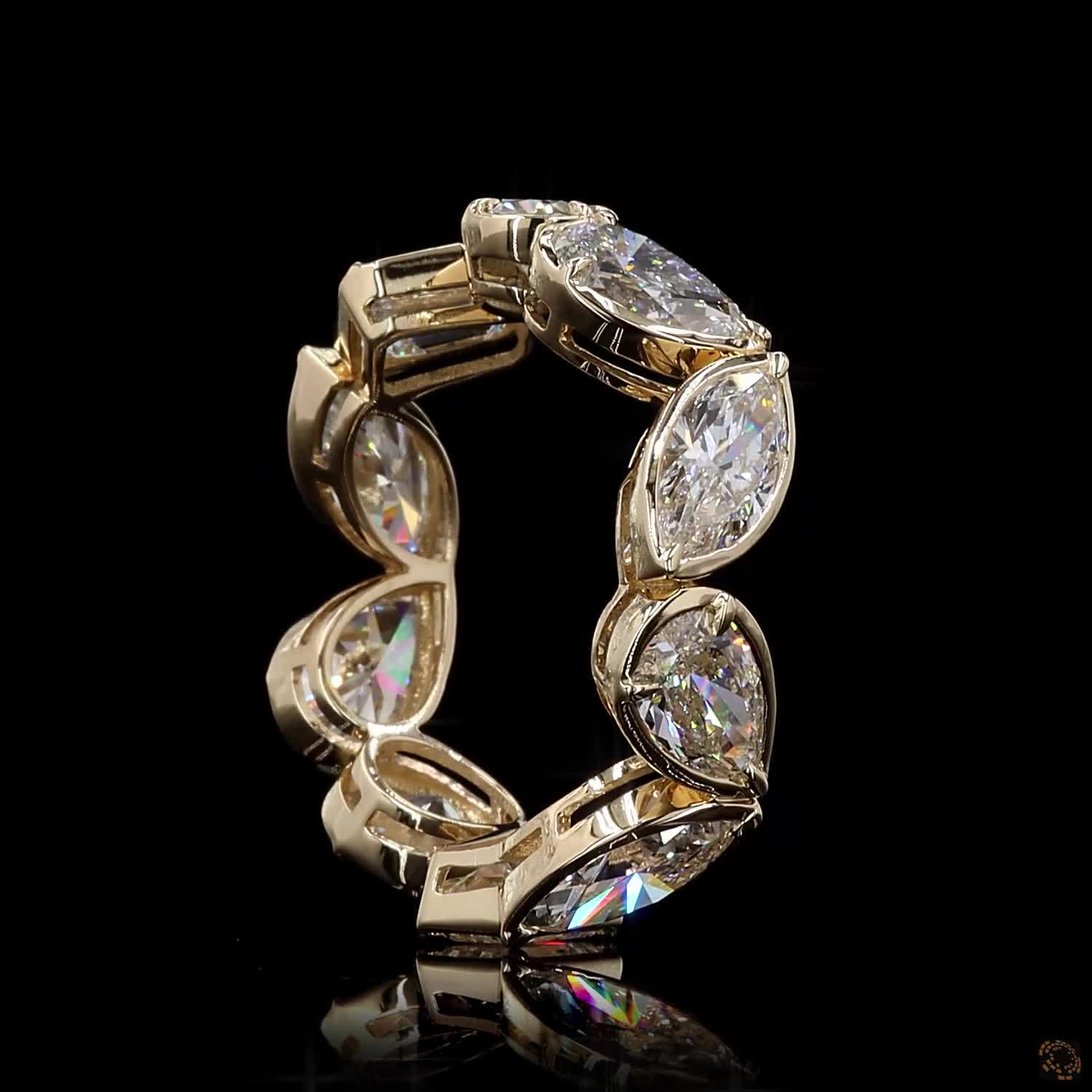 5.82 Ct Full Bezel Setting Custom-contoured smooth yellow gold frames surrounding each distinct diamond shape