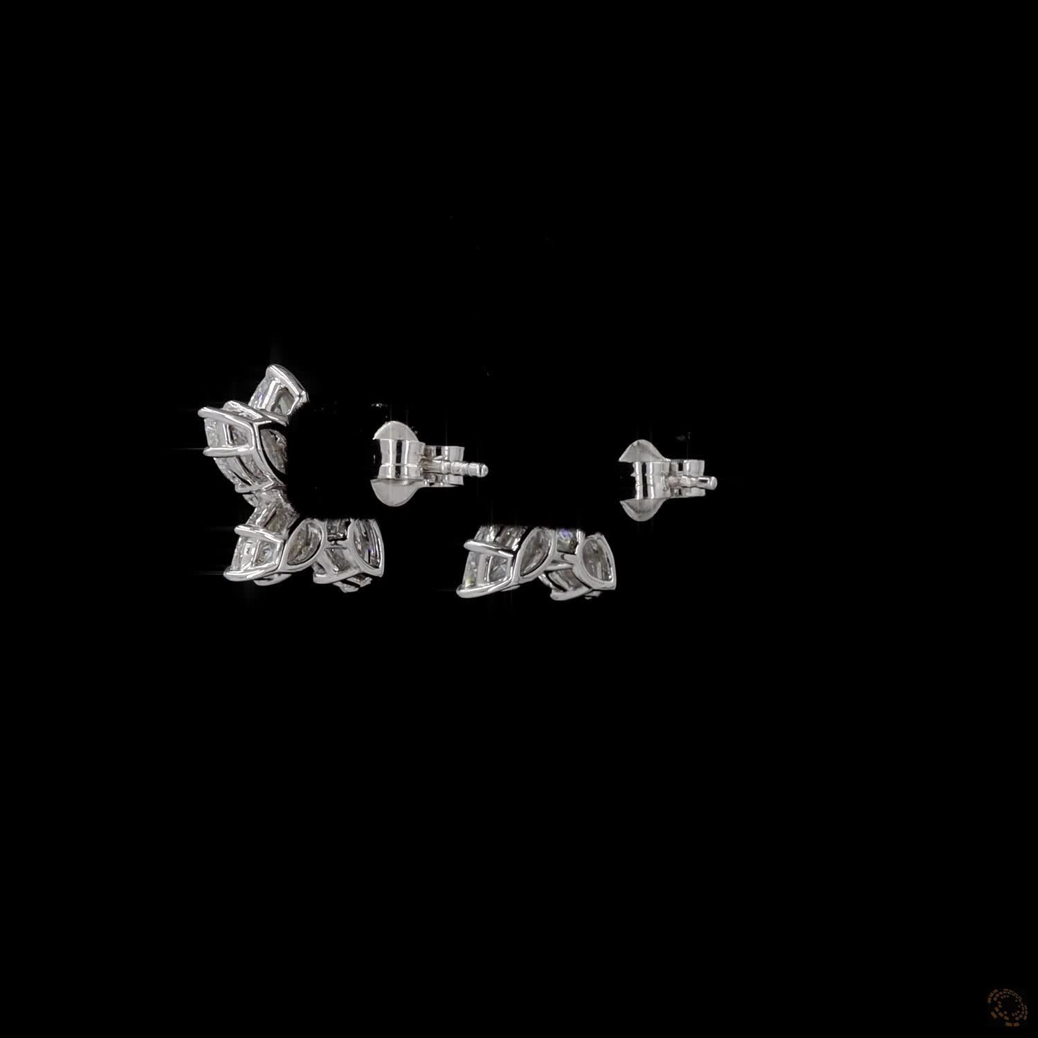 4.49 Ct Pear and Marquise Cut Diamond Flower Cluster Earrings