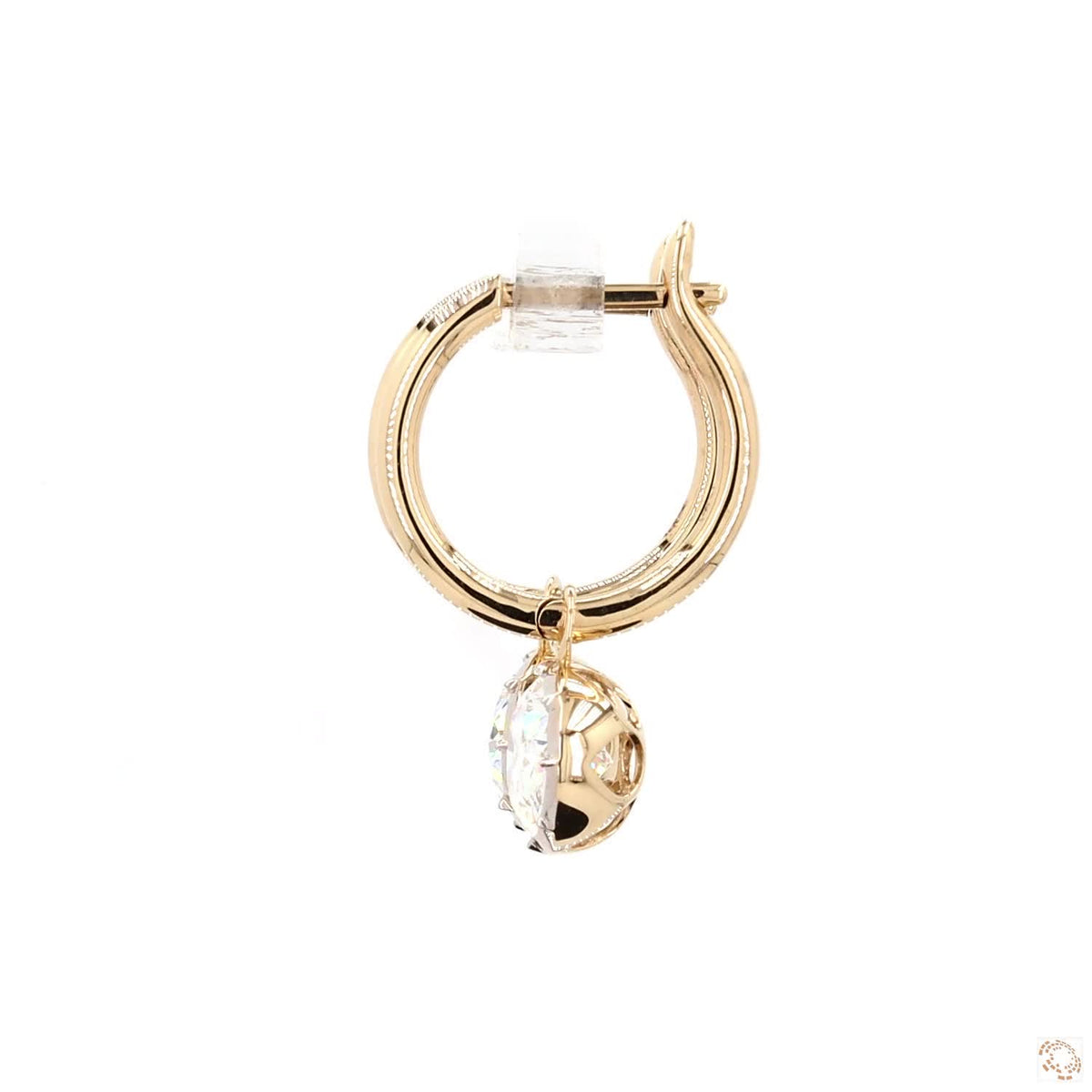 4.11 Ct Gold Oval Solitaire Dangle Earrings | Luxury Oval Crystal Hoop Earrings