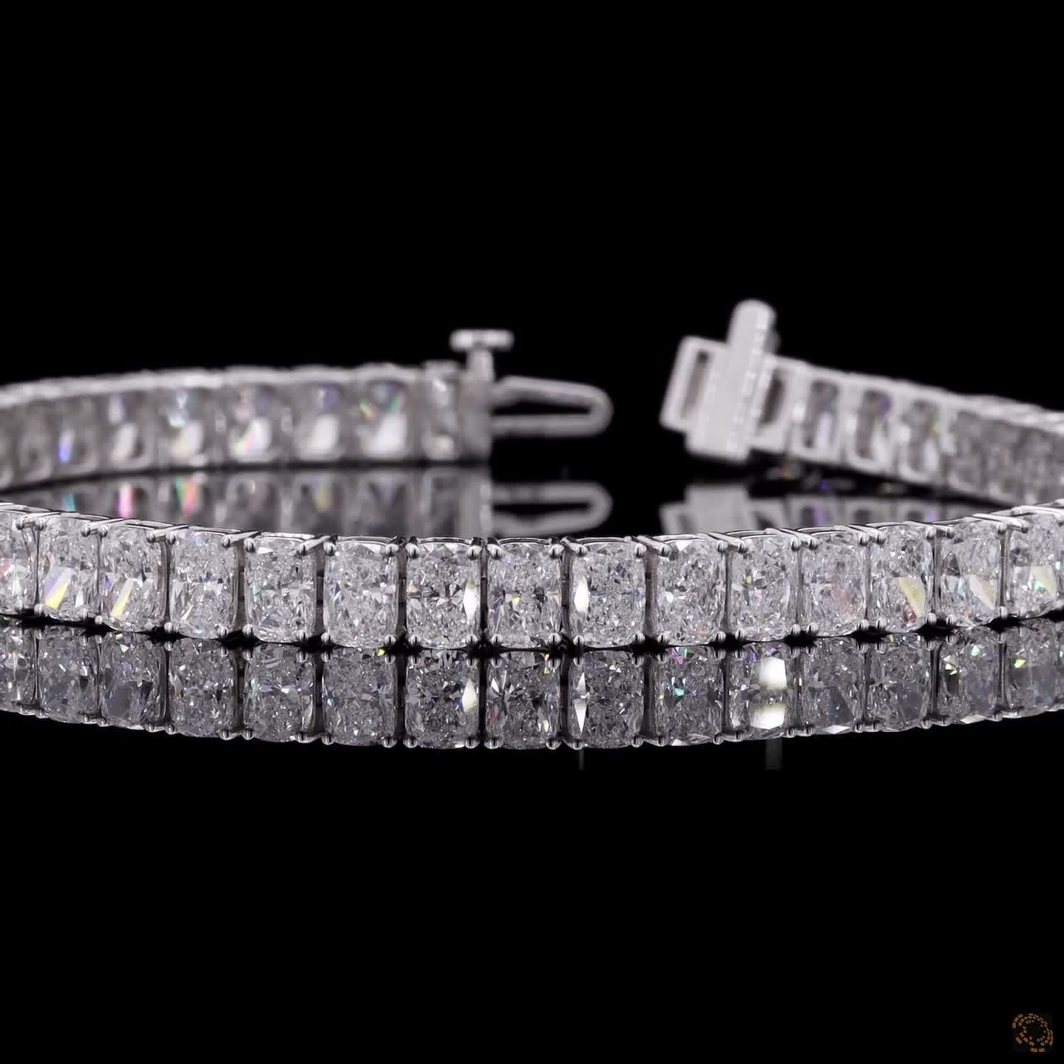 14.18 Ct Radiant Cut Moissanite Tennis Bracelet in 14K White Gold | Vertical North-South Radiant Diamond Alternative Line Bracelet