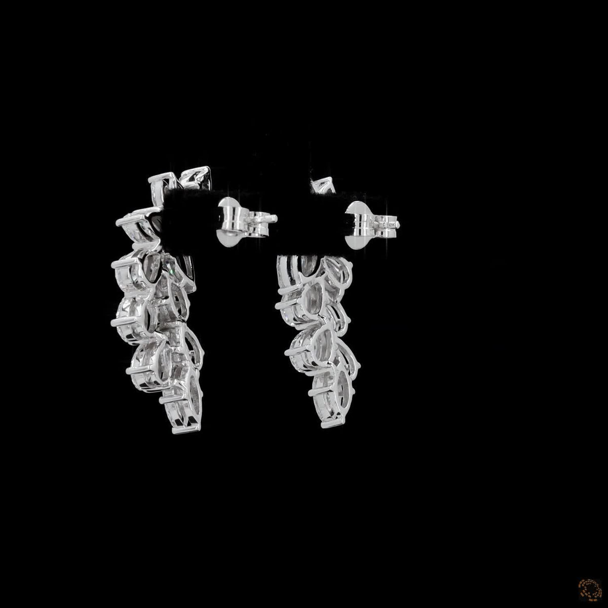 4.38 Ct High-clarity multi-shape diamonds marquise and pear cuts set at dynamic angles for multidirectional sparkle