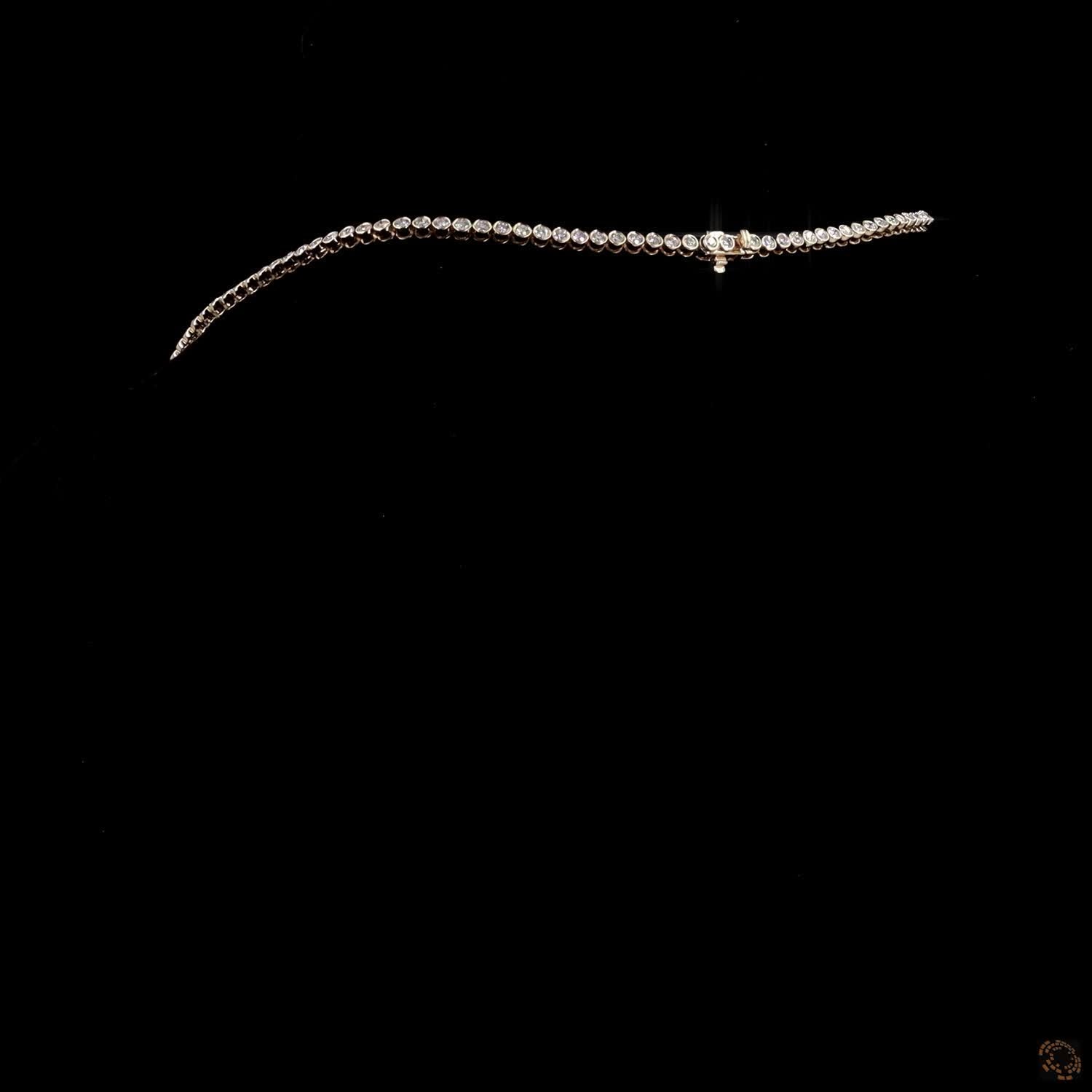 5.39 Ct Round Cut Bezel Set Graduated Diamond Tennis Necklace in 14K Gold