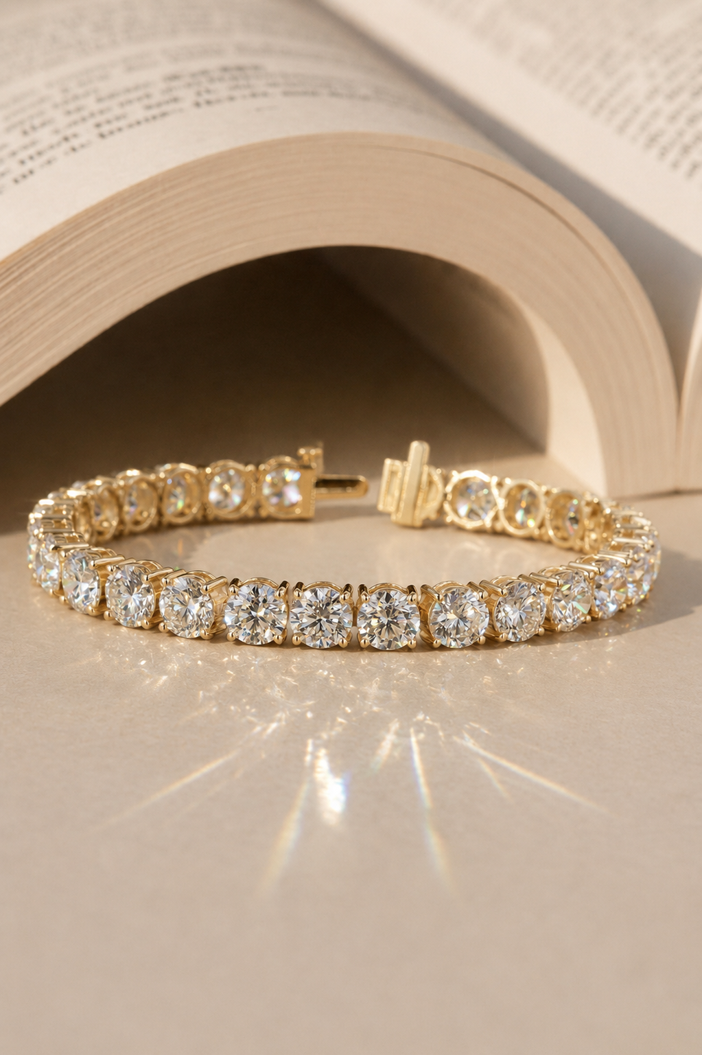 27.07 Ct Women's Gold Diamond Tennis Bracelet – Timeless Round Cut Lab Grown Diamond Bracelet