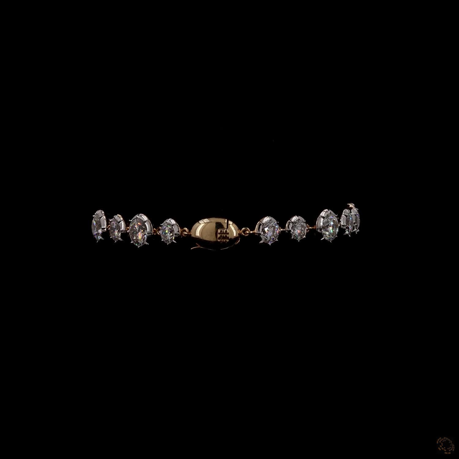 9.39 Ct Yellow Gold Graduated Round  Bracelet, Station Link Tennis Line Bracelet, Fine Bridal & Evening Jewelry