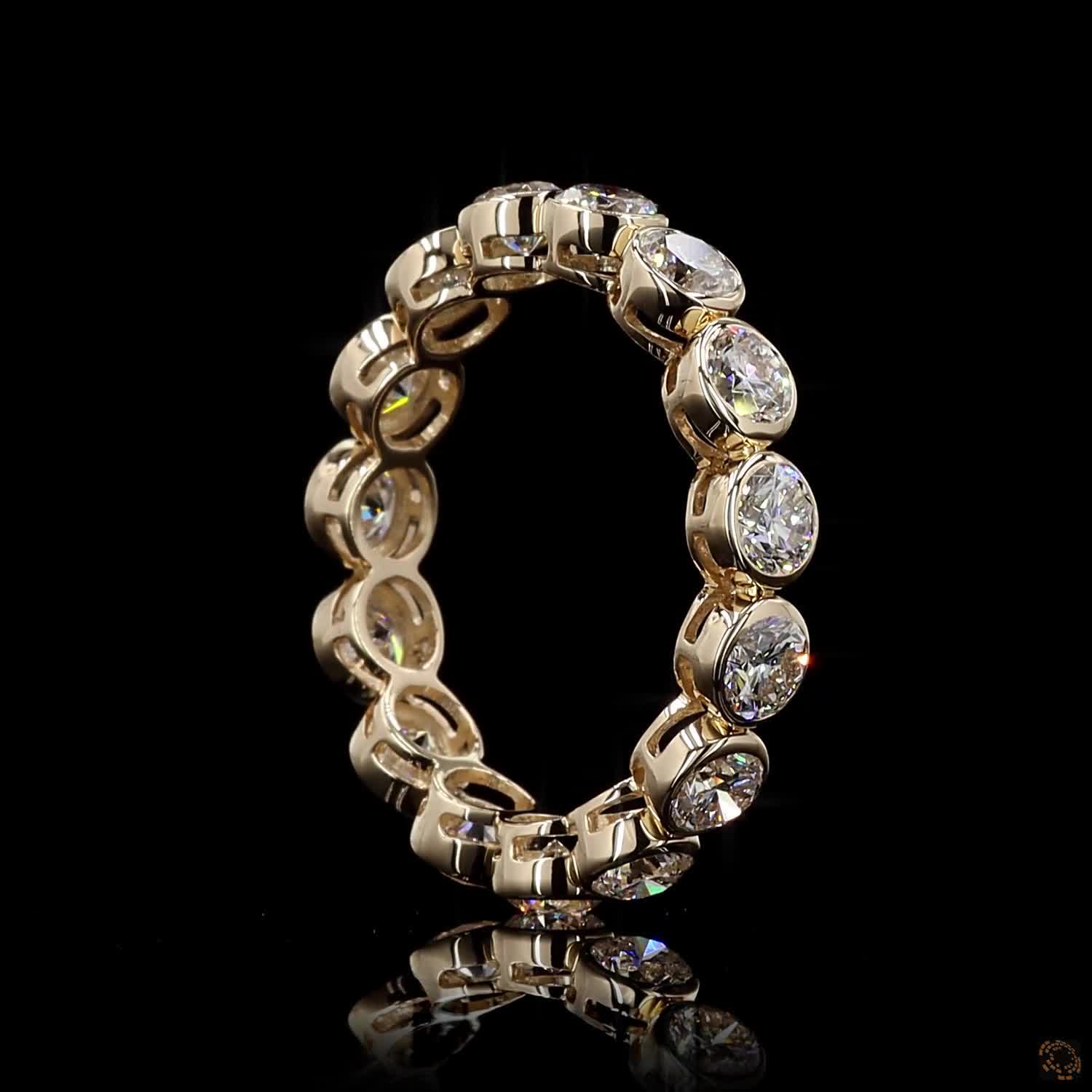2.79 Ct Round Cut Diamond Bezel Eternity Band – 14KYellow Gold Floating Bezel Wedding Ring