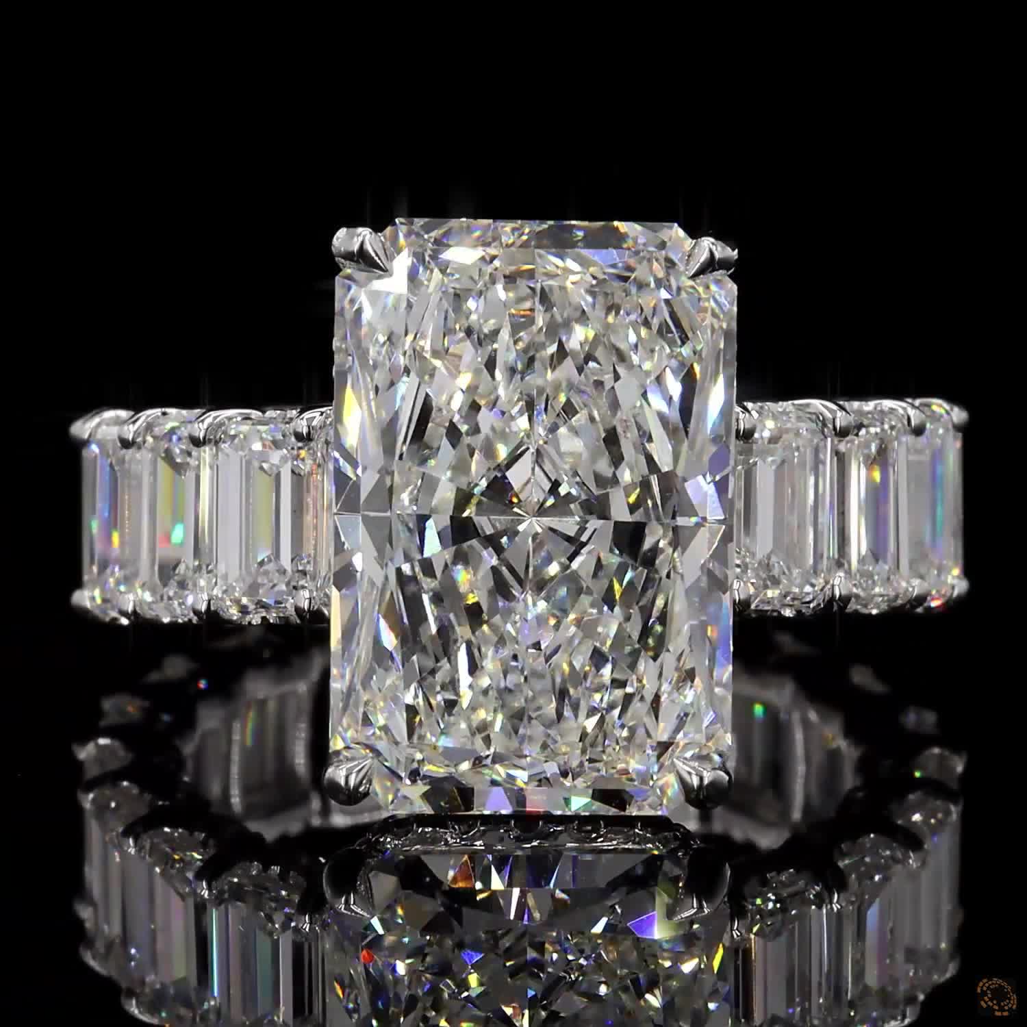 13.46 Ct Radiant Simulated Diamond Ring Ice Eternity Band Bridal Set White Gold Plated