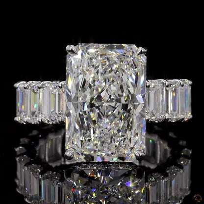 13.46 Ct Radiant Simulated Diamond Ring Ice Eternity Band Bridal Set White Gold Plated