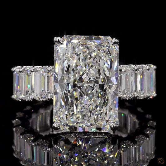 13.46 Ct Radiant Simulated Diamond Ring Ice Eternity Band Bridal Set White Gold Plated