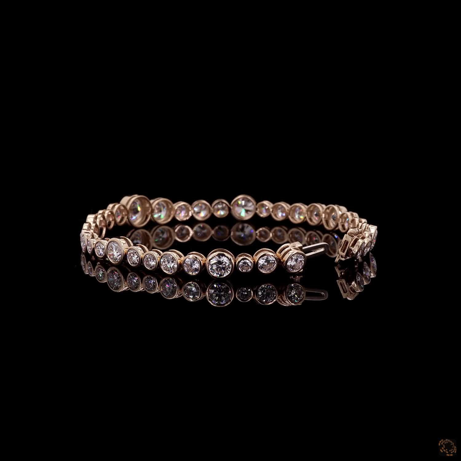 9.99 Ct Yellow Gold Bezel Fancy Bracelet, Round Brilliant Moissanite Eternity Bracelet, Modern Minimalist Stackable Bridal & Anniversary Jewelry (Copy)