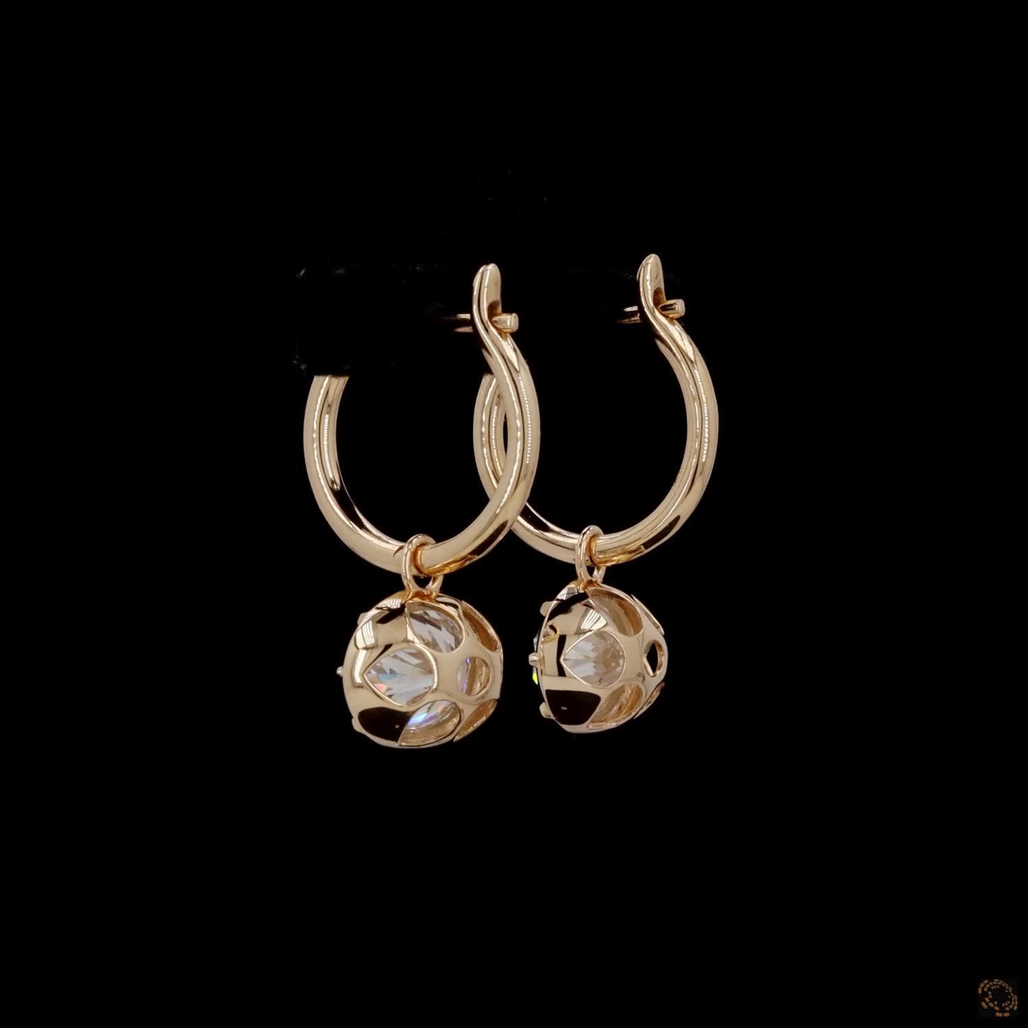 5.06 Horizontal Oval Solitaire Diamond Huggie Hoop Earrings in Yellow Gold