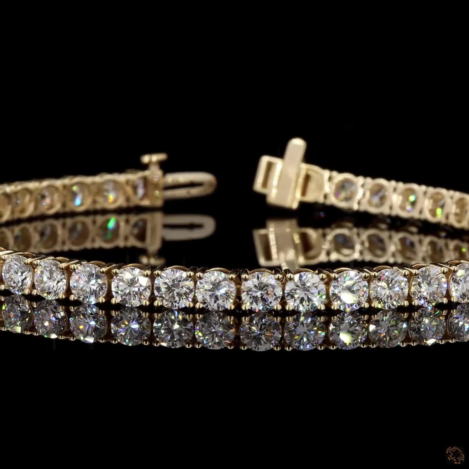 9.47 Ct Round Brilliant Diamond Eternity Line Bracelet in Yellow Gold