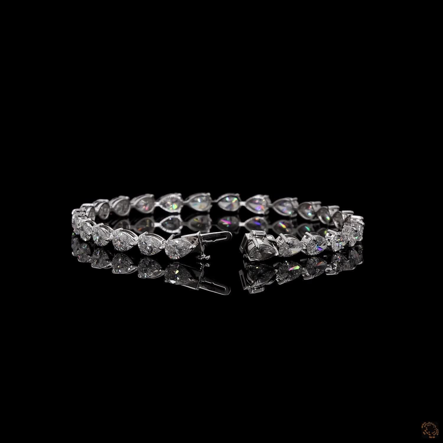9.29 Ct Pear-Shaped Tennis Bracelet – Elegant Teardrop CZ/Lab Diamond Look Bracelet, Silver-Tone Link Bracelet for Women