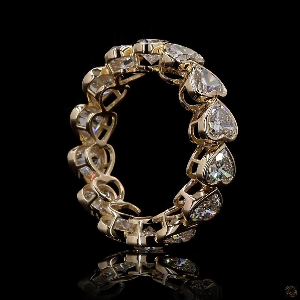 5.38 Ct Bezel-Set Heart Cut Diamond Eternity Band in 14K Yellow Gold