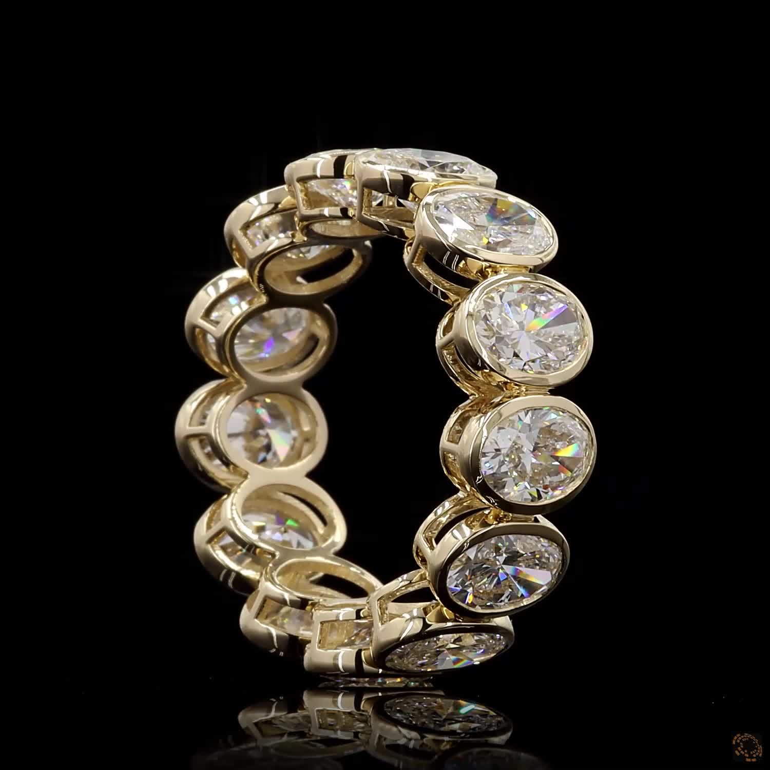 6.82 Ct Oval Diamond Wedding Band for Women | Bezel Set Lab Grown Diamond Eternity Ring