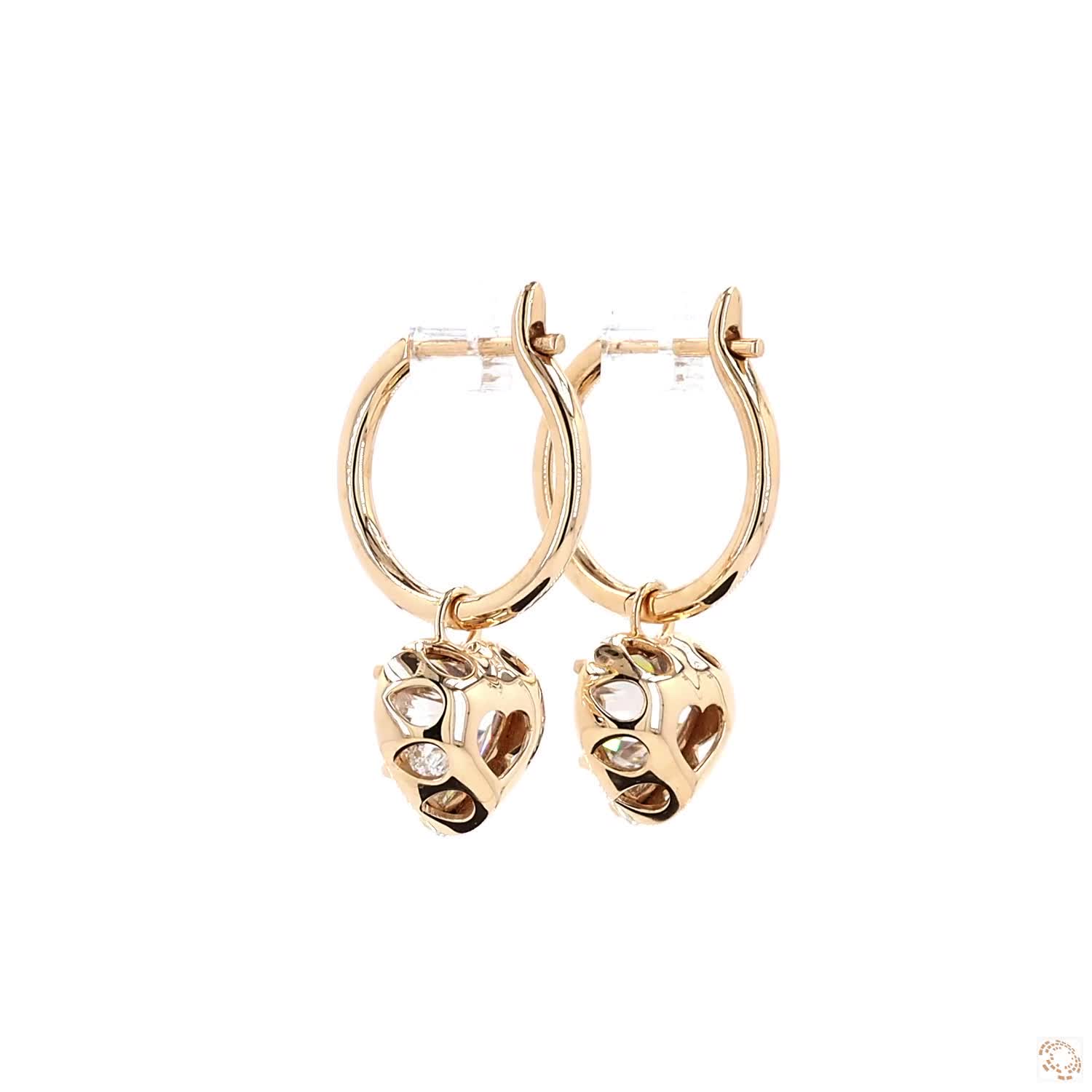 5.16 Ct Luxury Heart Cut Georgian Earring | 14K Yellow Gold Heart Hoop Earrings