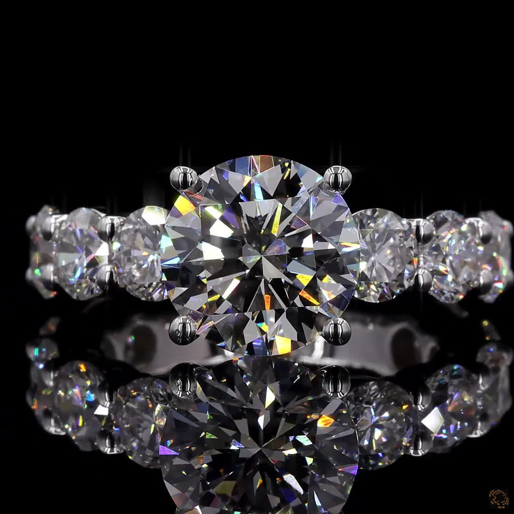 5.45 Ct Round Cut Lab Grown Diamond Ring  Pave Engagement Ring
