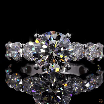 5.45 Ct Round Cut Lab Grown Diamond Ring  Pave Engagement Ring