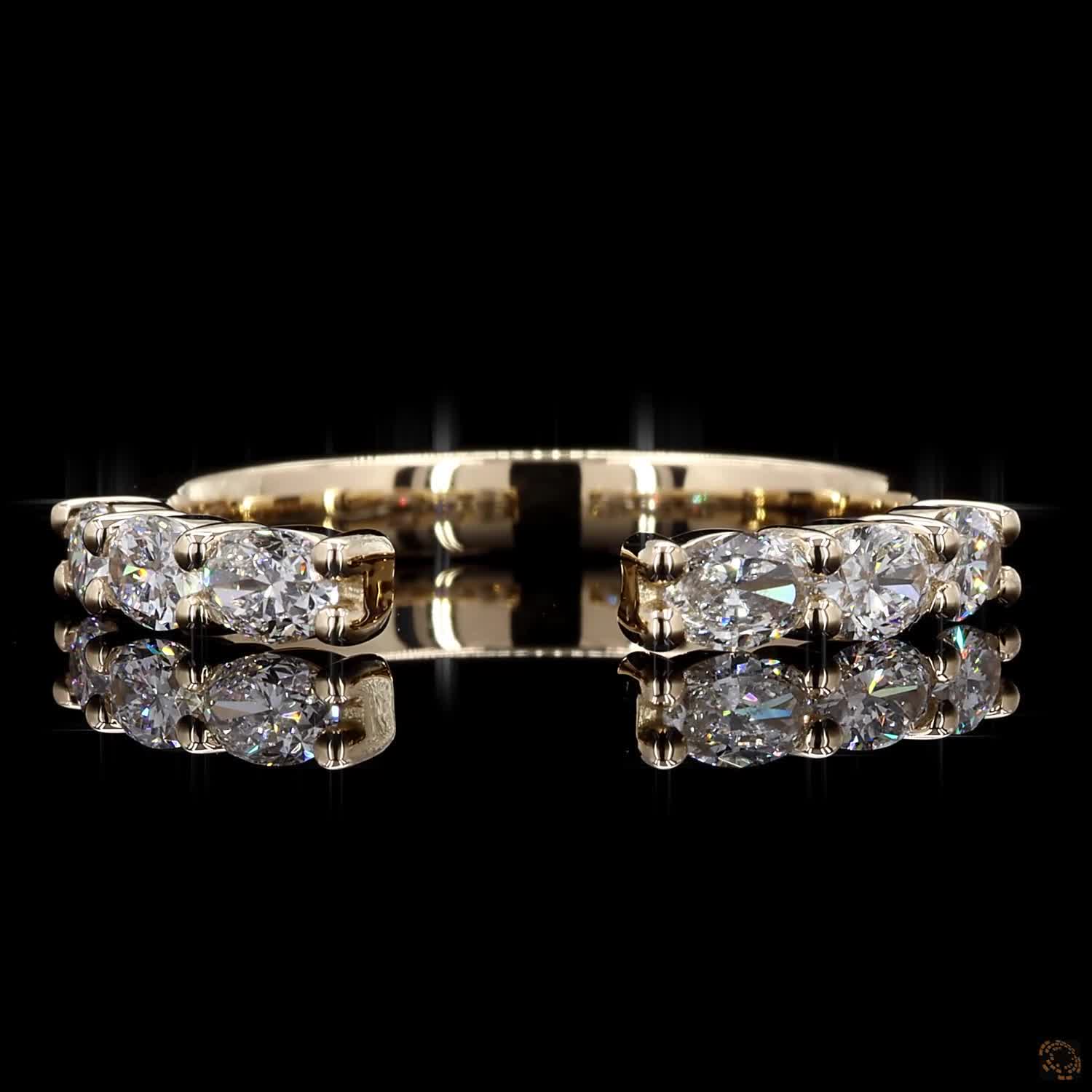 0.61 Ct Wedding Band Gold Gap Wedding Ring Oval