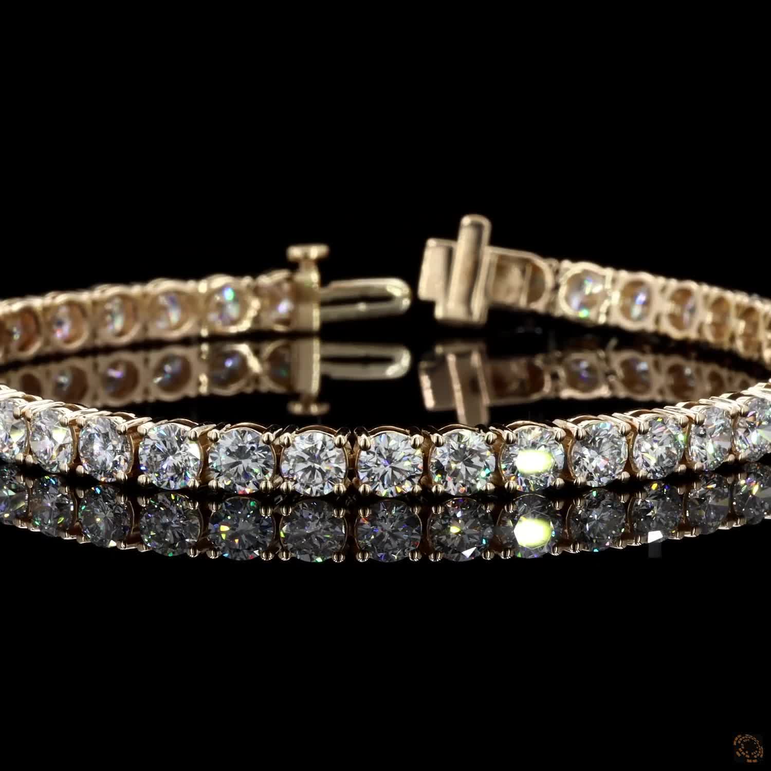 10.64 Ct Graduated Round Cut Tennis Bracelet in 14K Yellow Gold | Center-Focused Diamond Alternative Line Bracelet