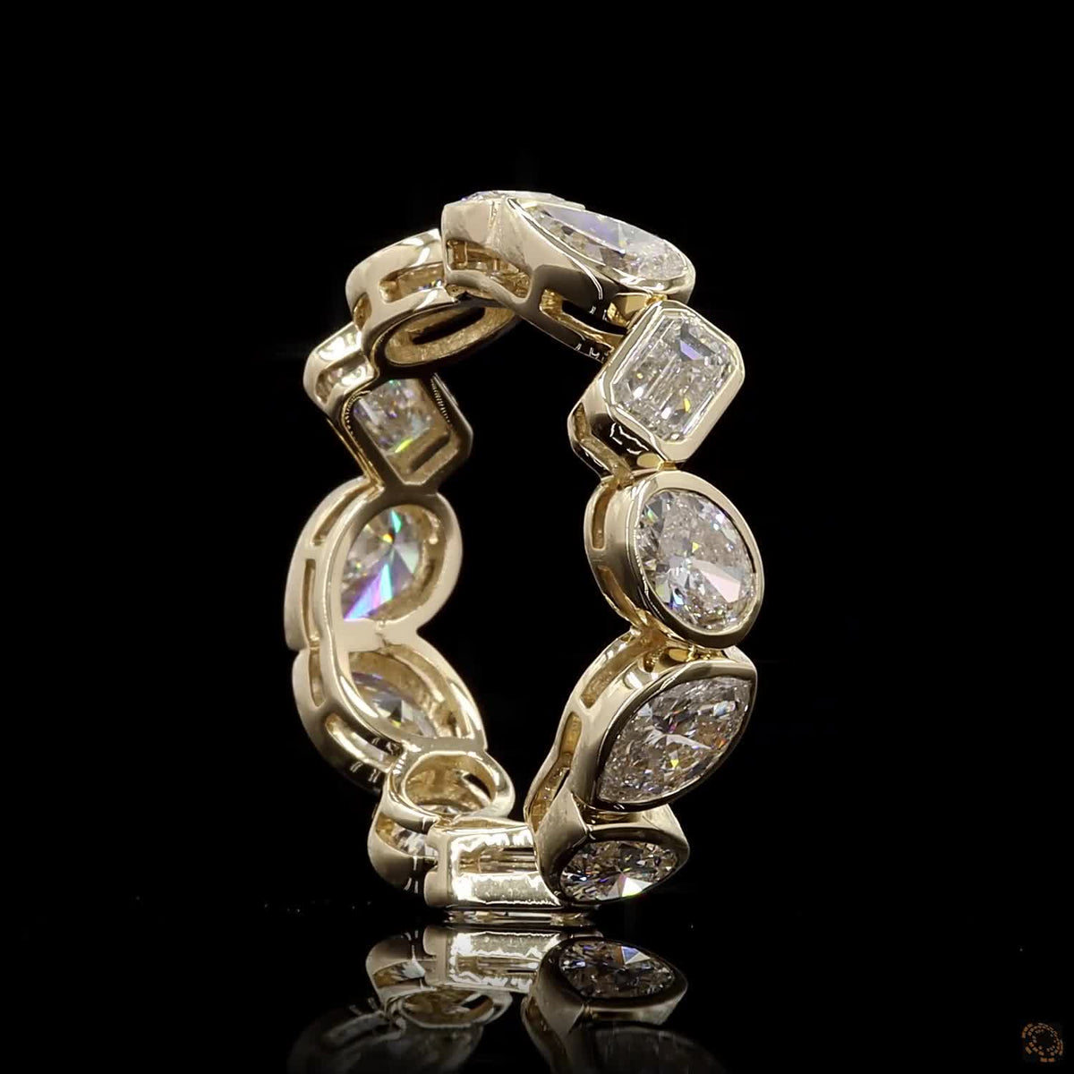 4.1 Ct Bezel-Set Multi-Shape Diamond Eternity Band in 14K Yellow Gold