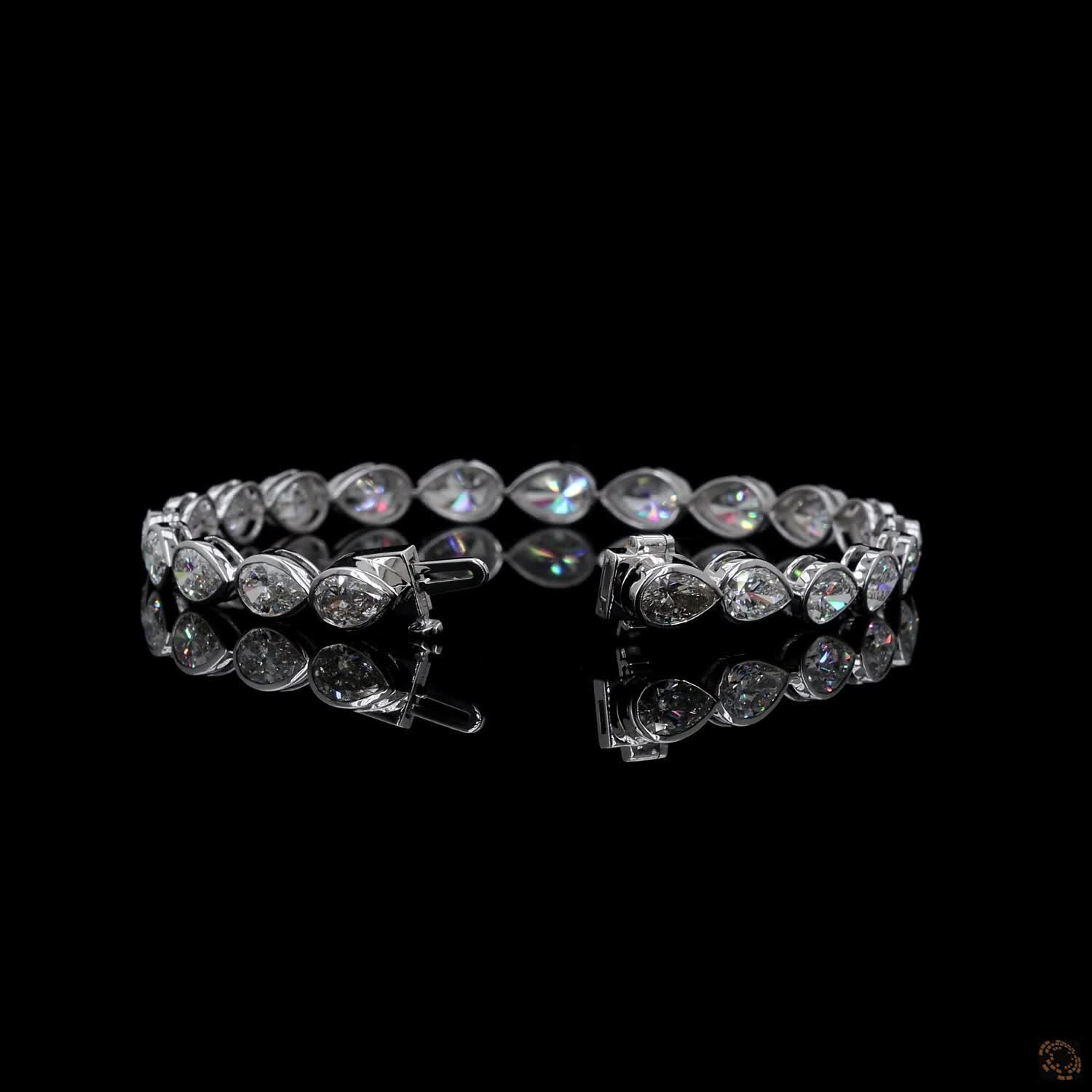 10.67 Ct Pear Cut Diamond Tennis Bracelet, Bezel Set Diamond Bracelet, Teardrop Diamond Bracelet, White Gold Pear Diamond Bracelet, Lab-Grown Pear Tennis Bracelet