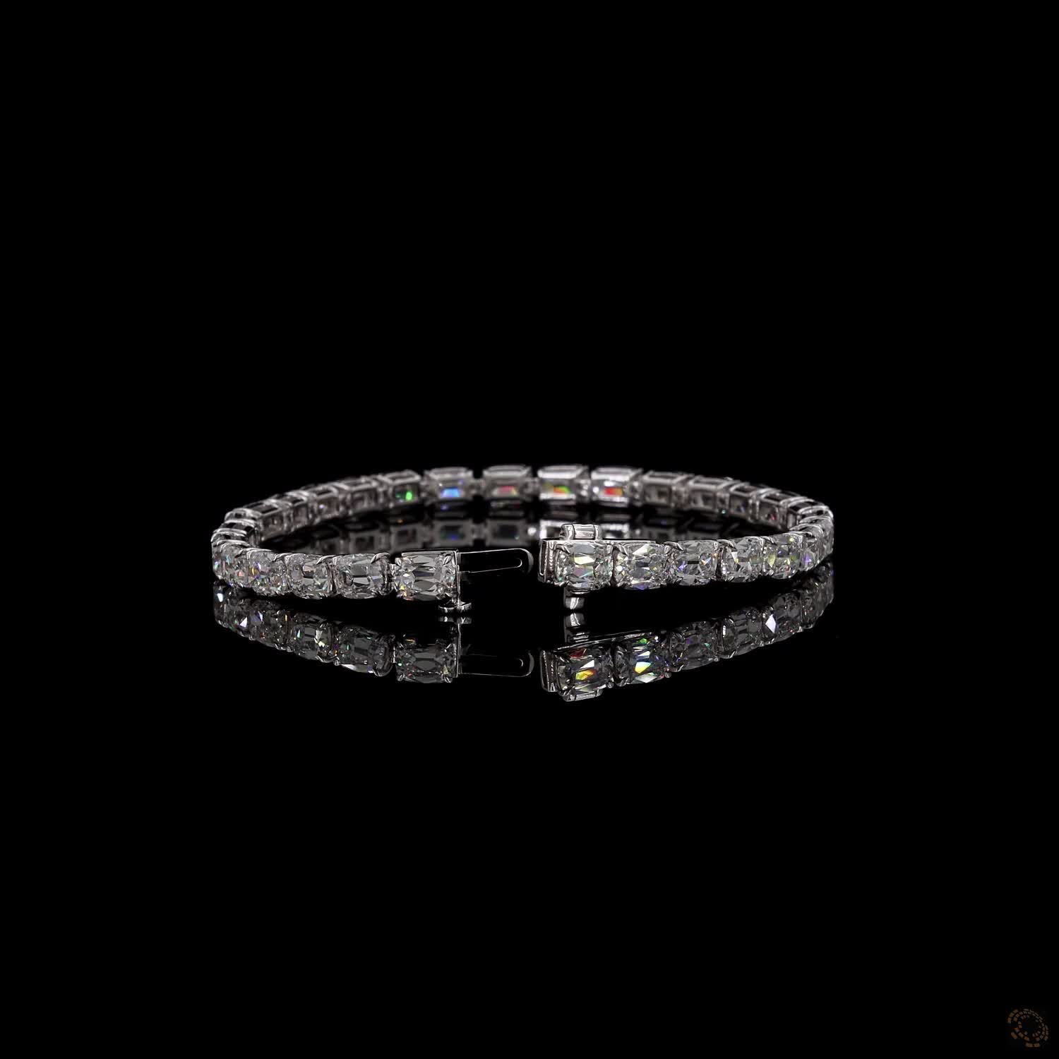 13.23 Ct Radiant Cut Tennis Bracelet in 14K White Gold | 4-Prong East-West Radiant Eternity Line Bracelet
