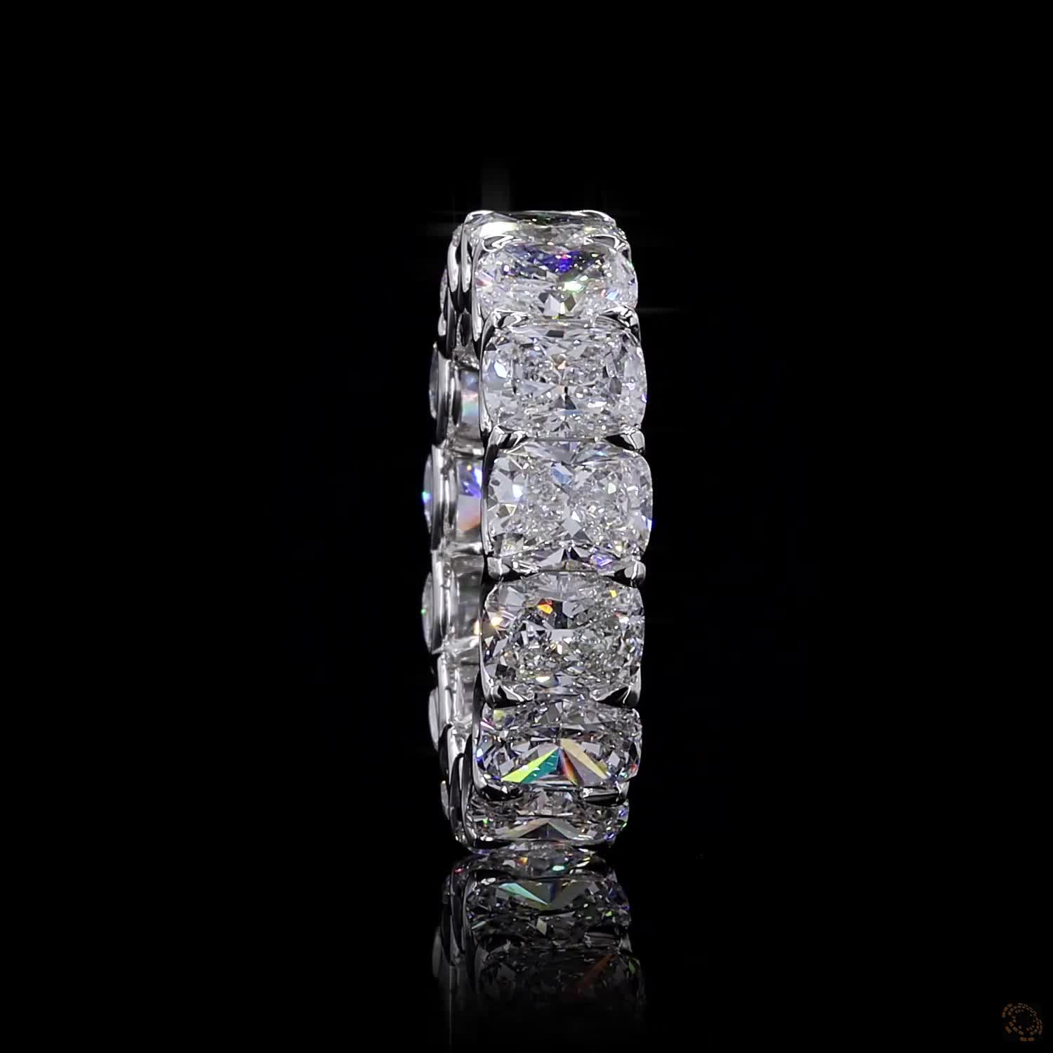 10.62 Ct Cushion Cut Diamond Eternity Band in White Gold