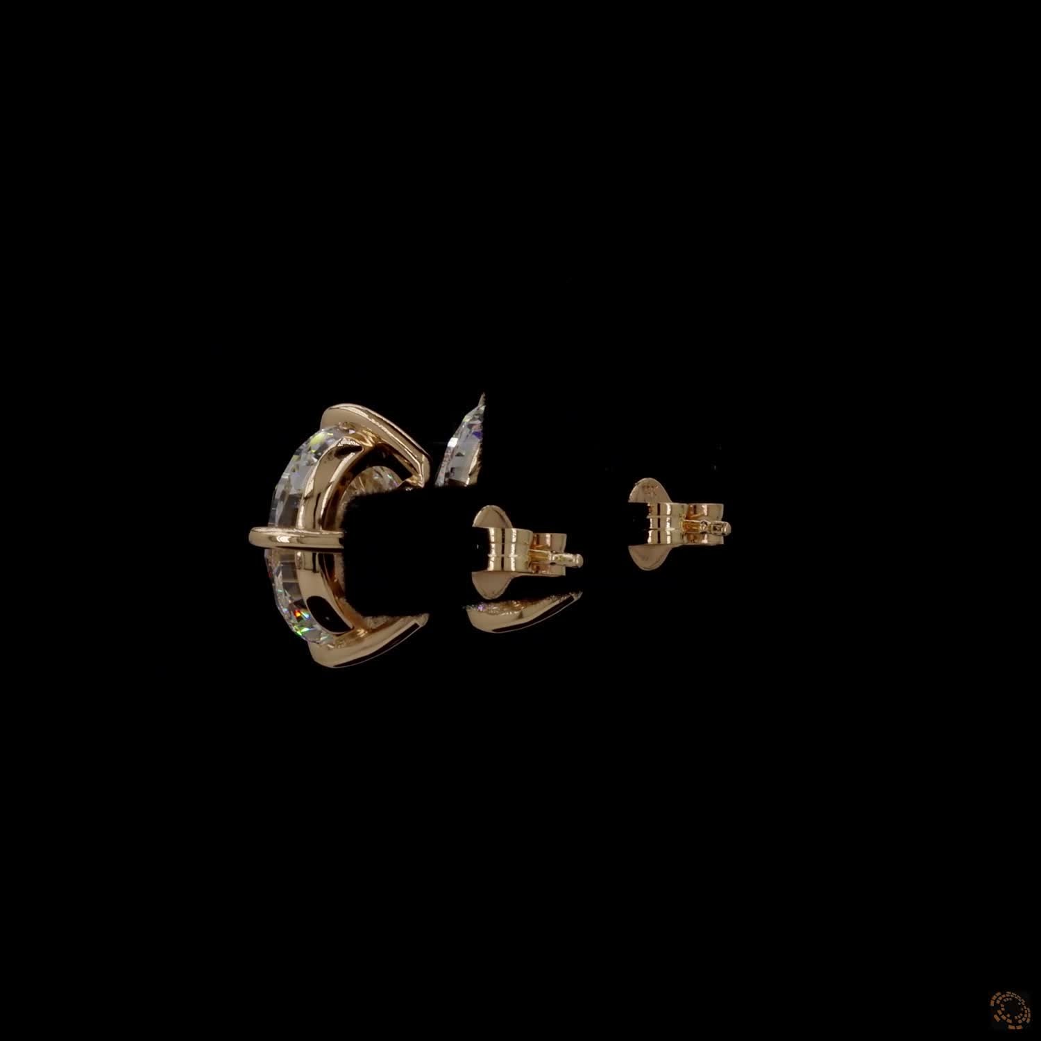 12.07 Ct Minimalist single-stone solitaire studs set in a delicate, architectural basket mount