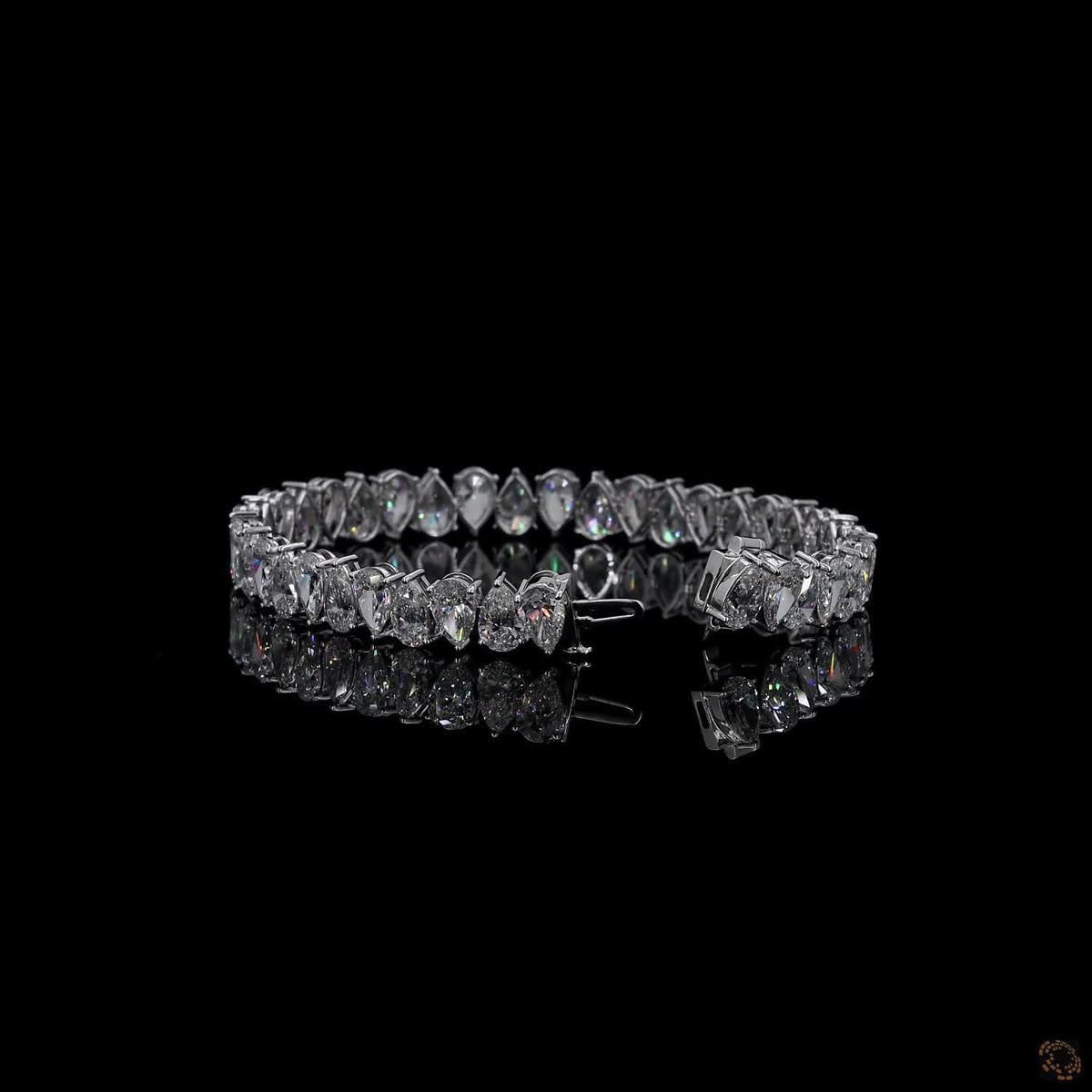 10.12 Ct  Pear Cut Diamond Tennis Bracelet in White Gold