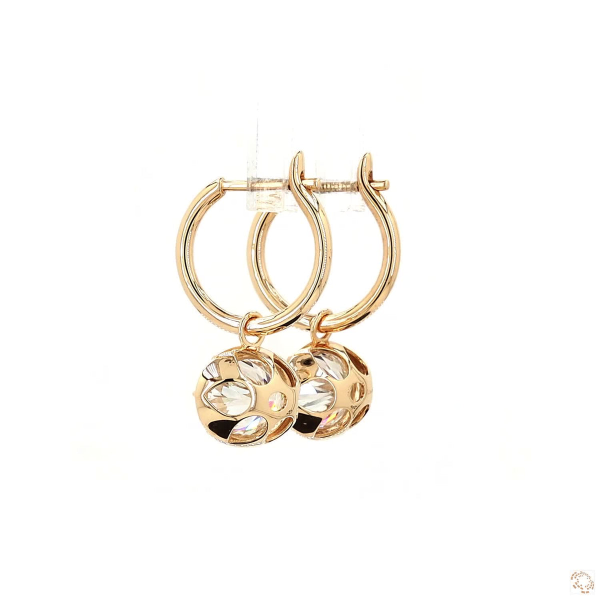 6.11 Ct East-West Oval Diamond Bezel Drop Hoop Earrings in 14K Yellow Gold
