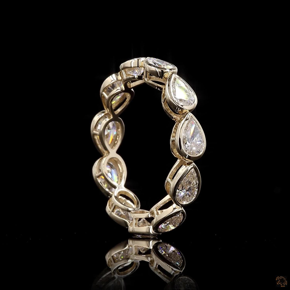 7.89 Ct 14K Gold Pear Cut Diamond Eternity Band Ring | Luxury Teardrop Diamond Wedding & Anniversary Ring