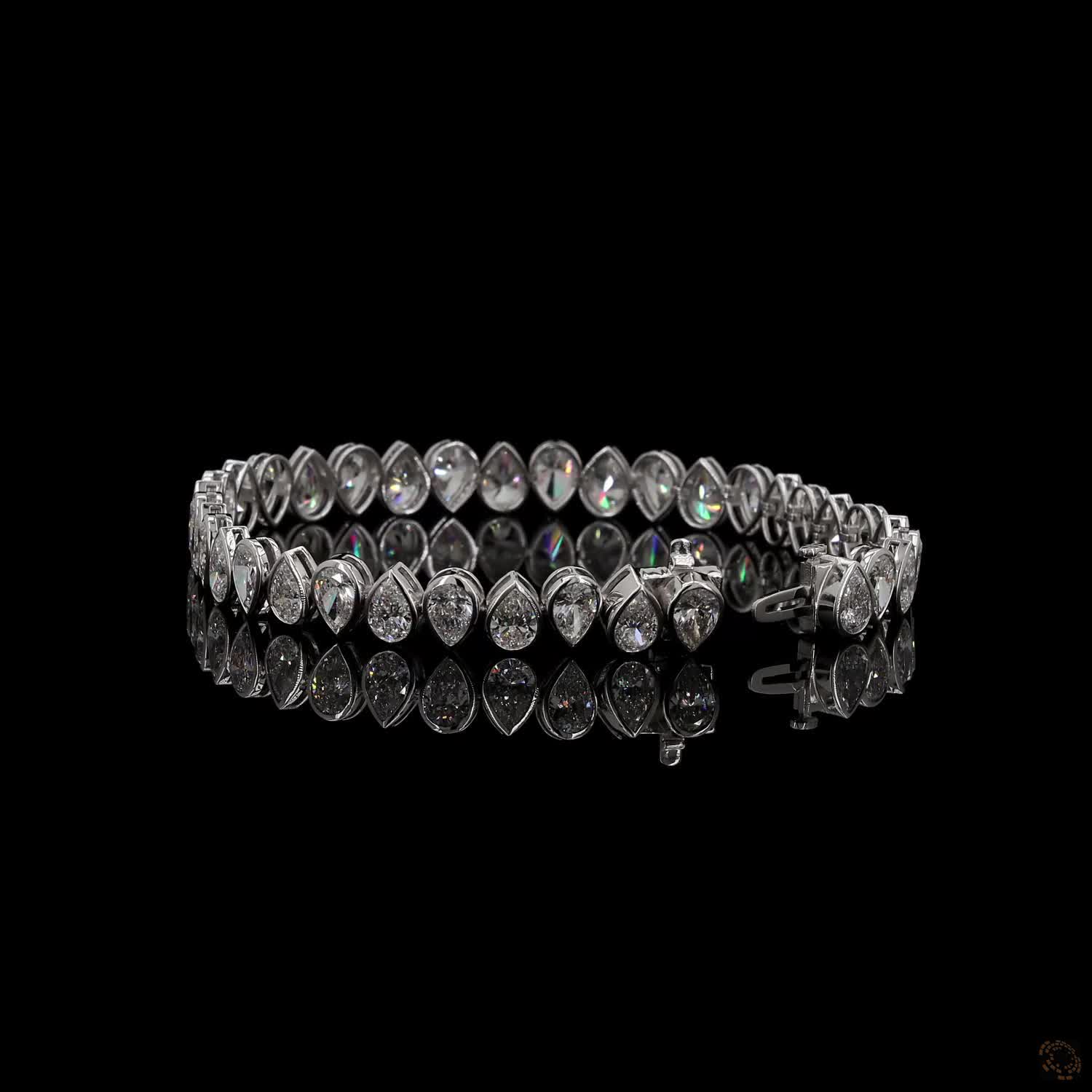 12.82 Ct North-South Pear-Cut Diamond Bezel Tennis Bracelet in White Gold