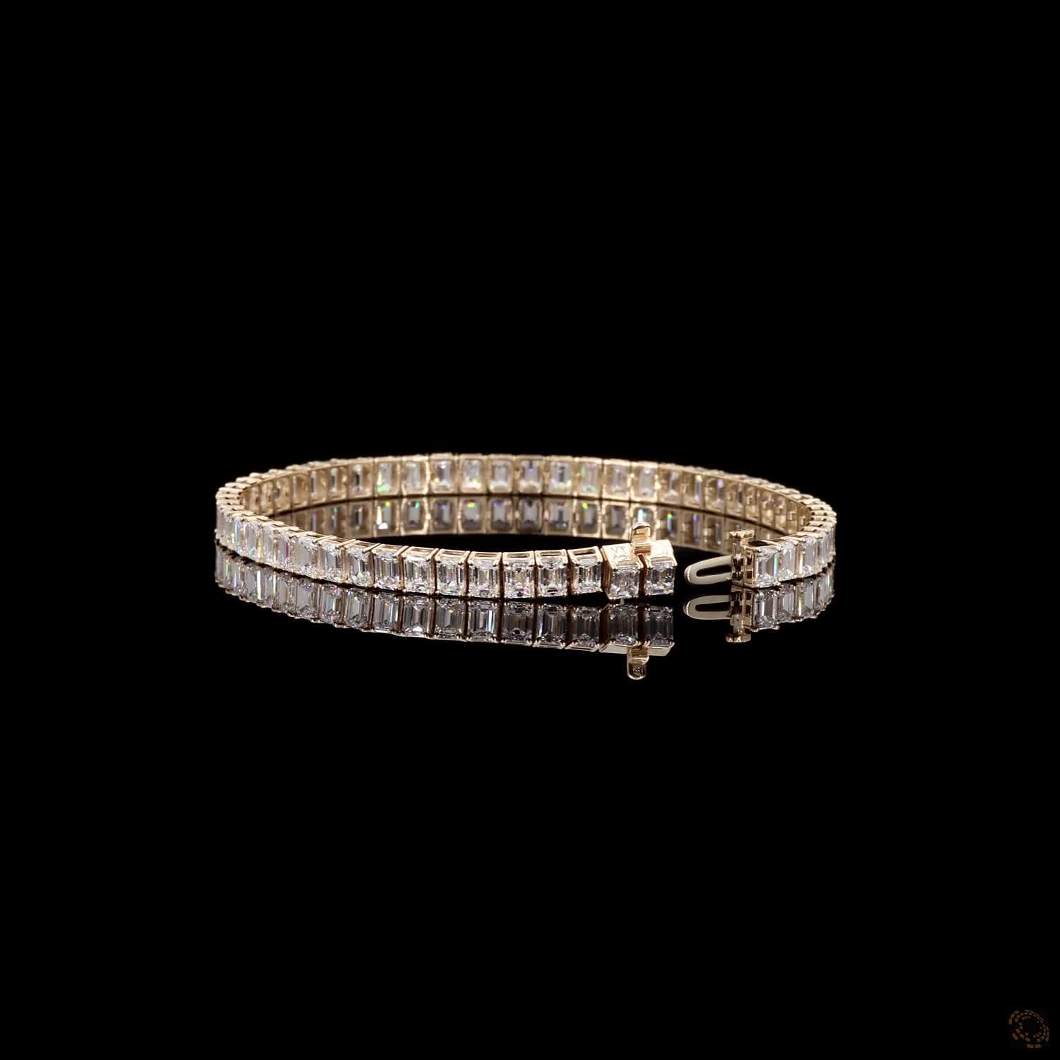 12.28 Ct Luxury Emerald-Cut Crystal Tennis Bracelet for Women | Elegant Sparkling Link Bracelet