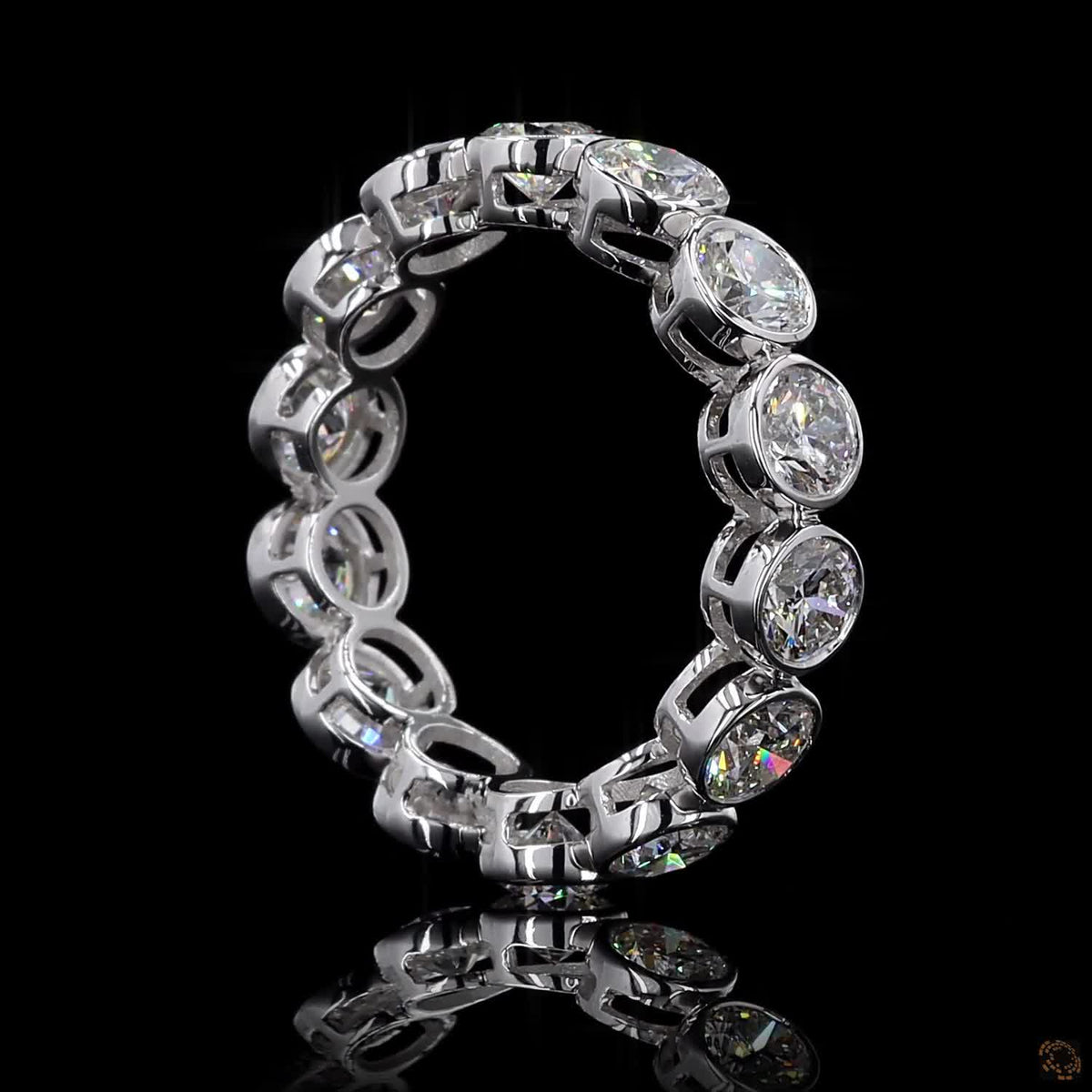 3.67 Ct Round Cut Diamond Bezel Eternity Band – 14K White Gold Floating Bezel Wedding Ring