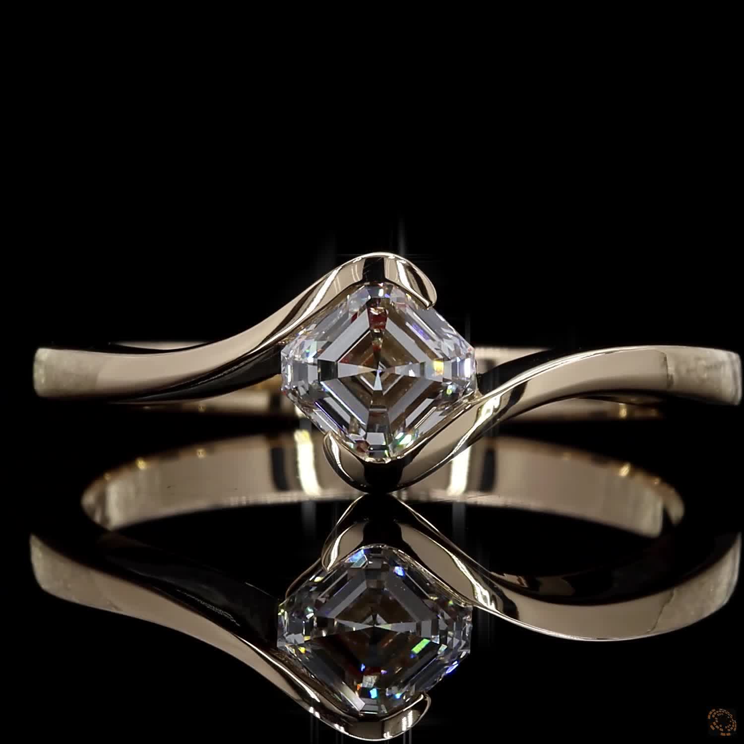 0.73 Ct Asscher Cut Lab Grown Diamond Solitaire Engagement Ring