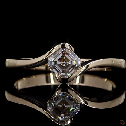 0.73 Ct Asscher Cut Lab Grown Diamond Solitaire Engagement Ring