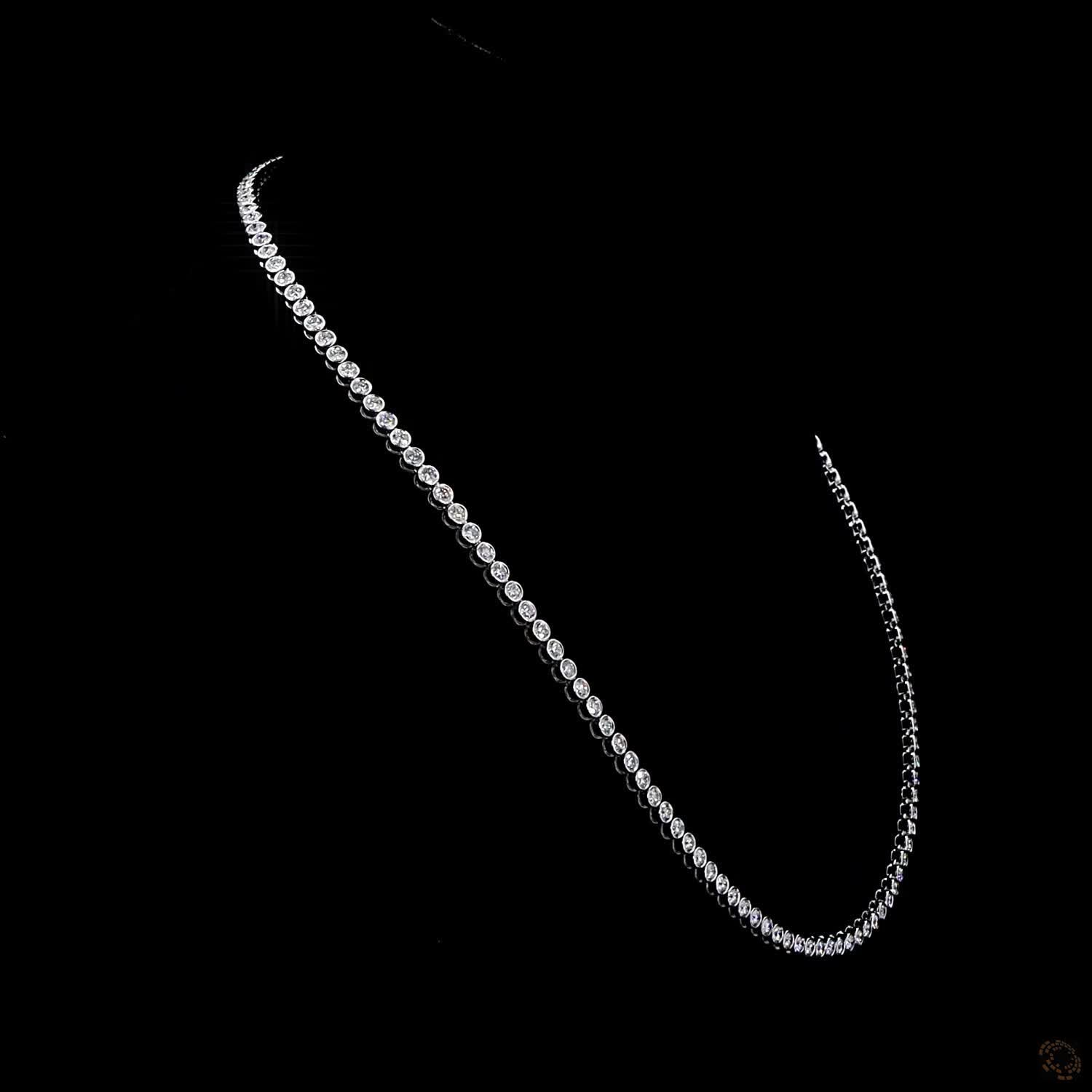 8.3 Ct Bezel-Set Round Cut Lab-Grown Diamond Tennis Necklace in 14K White Gold