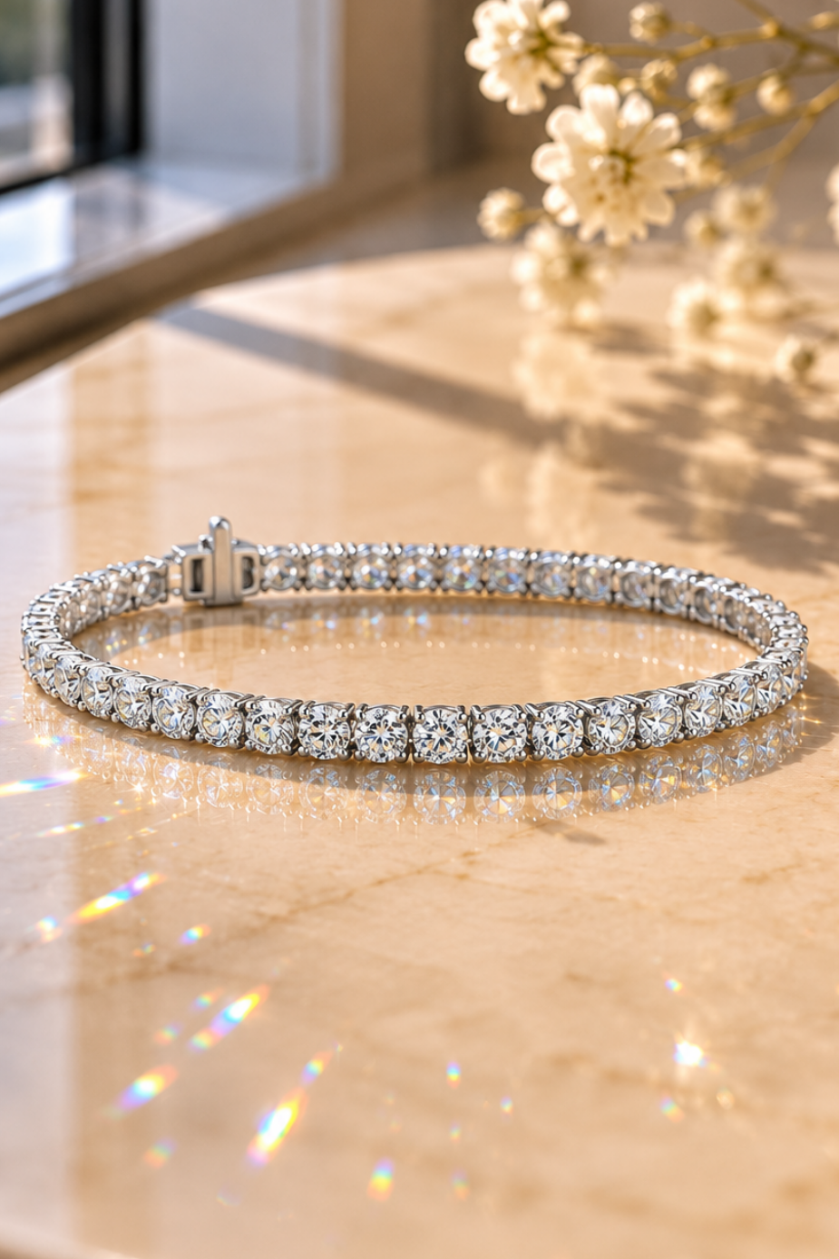7.77 Ct Classic Round Diamond Tennis Bracelet | 14K White Gold Lab Created Diamonds | Timeless Bridal Jewelry