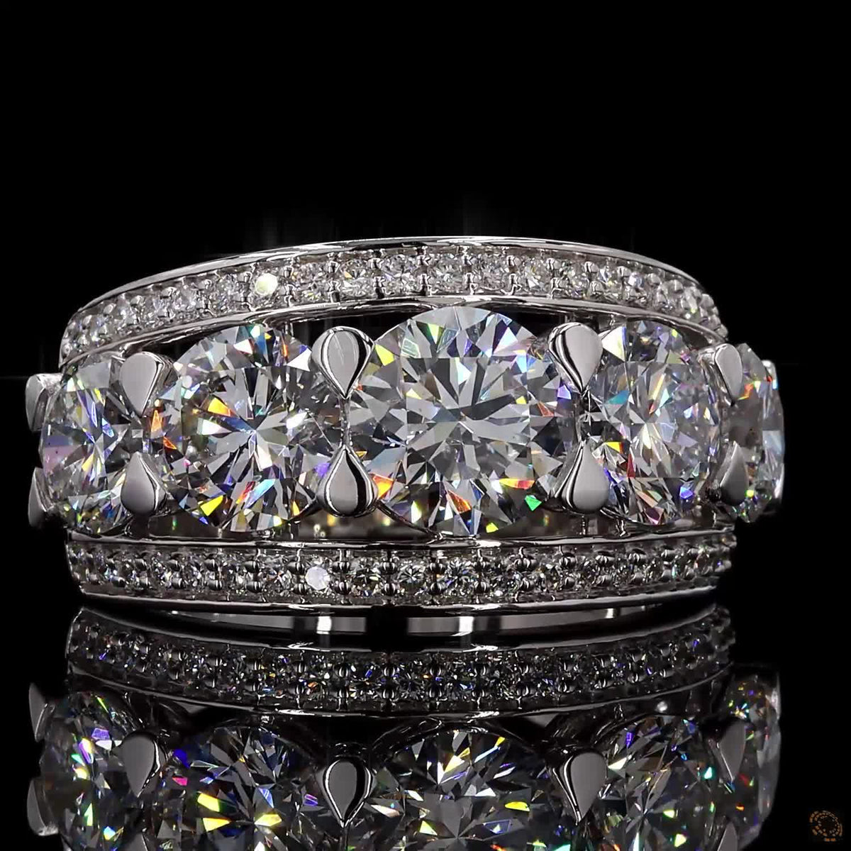 4.00 Ct Round Brilliant Cut Triple Row Engagement Ring