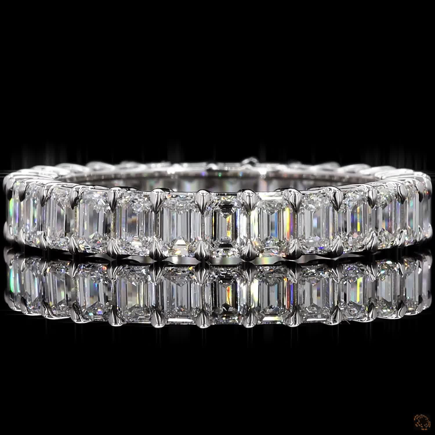 2.94 Cts Emerald Cut Diamond Wedding Band 14k White Gold