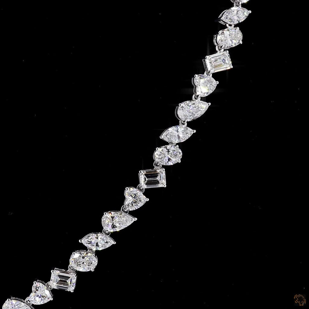 20.95 Ct Mixed Cut Lab Grown Diamond Tennis Necklace in 14K White Gold