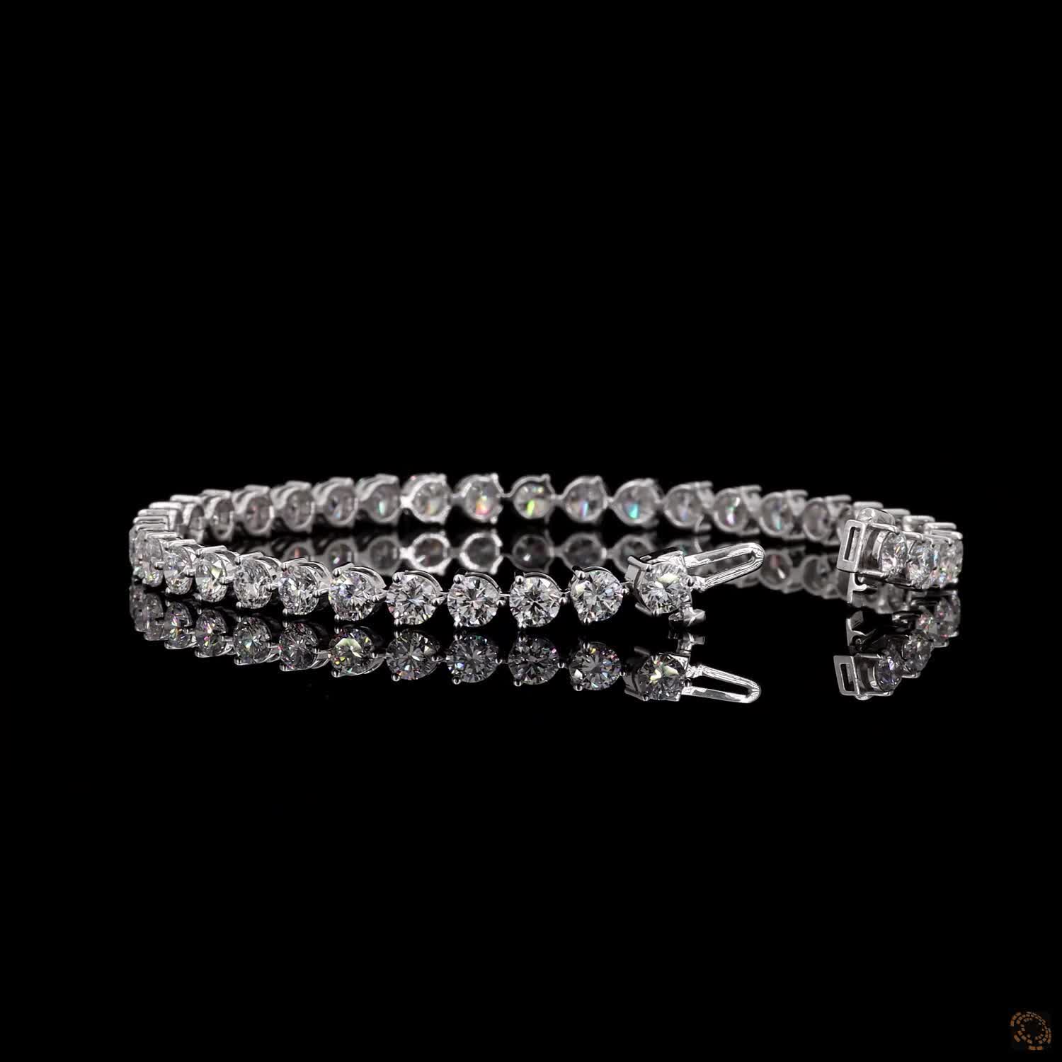 8.84 Ct Classic Round Cut Moissanite Tennis Bracelet – 14K White Gold Finish Fine Jewelry